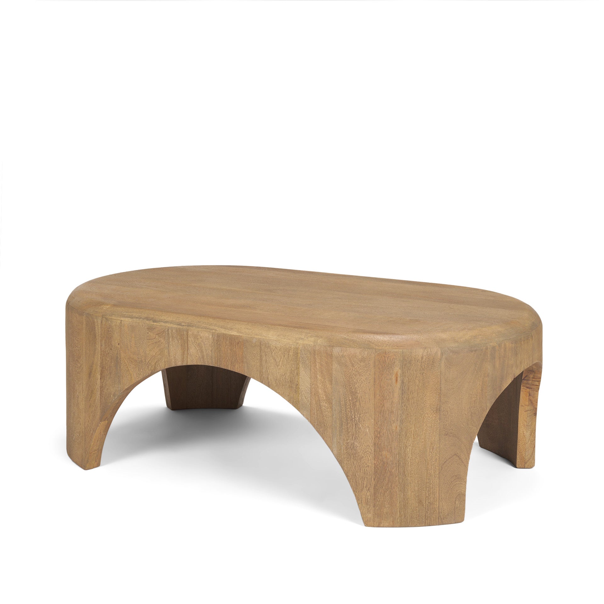 Shima Oval Light Brown Wood w/ Arched Legs Coffee Table - Central Designs