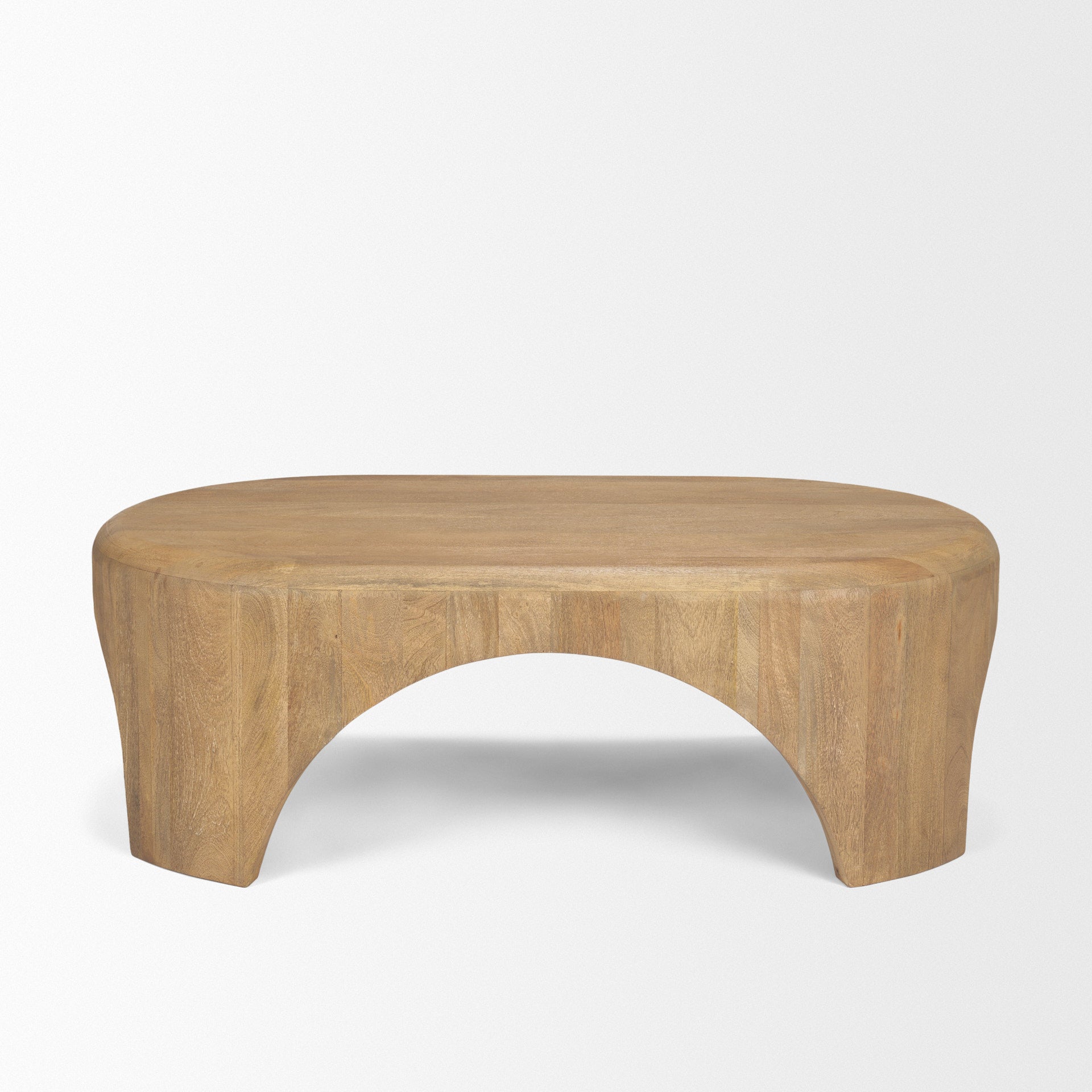 Shima Oval Light Brown Wood w/ Arched Legs Coffee Table - Central Designs