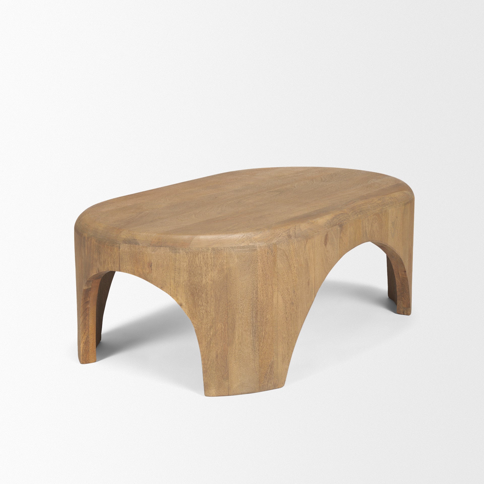 Shima Oval Light Brown Wood w/ Arched Legs Coffee Table - Central Designs
