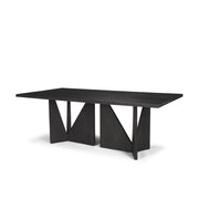 Tarro 84" Rectangular Textured Black Wood w/ Geometrical Base Dining Table - Central Designs