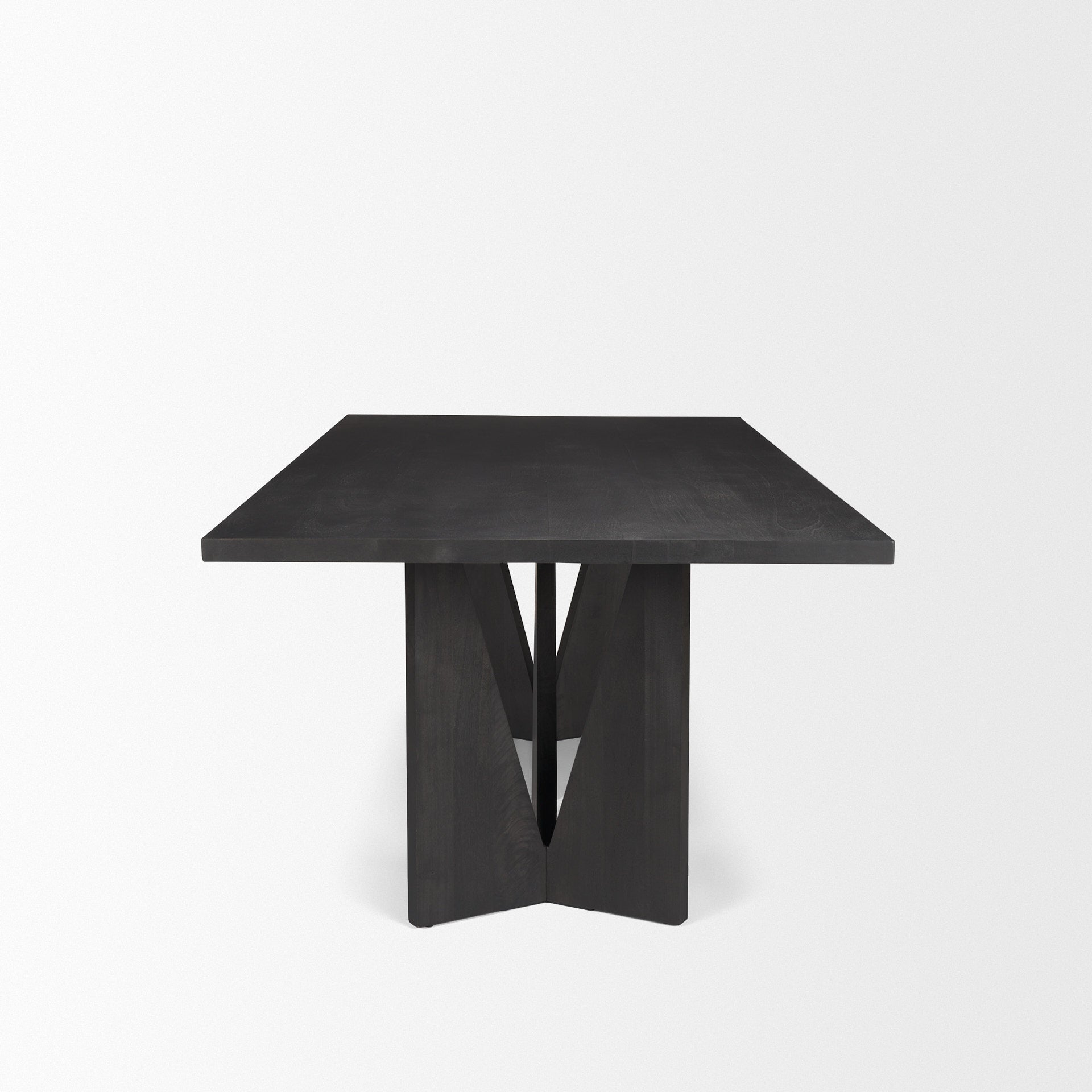 Tarro 84" Rectangular Textured Black Wood w/ Geometrical Base Dining Table - Central Designs