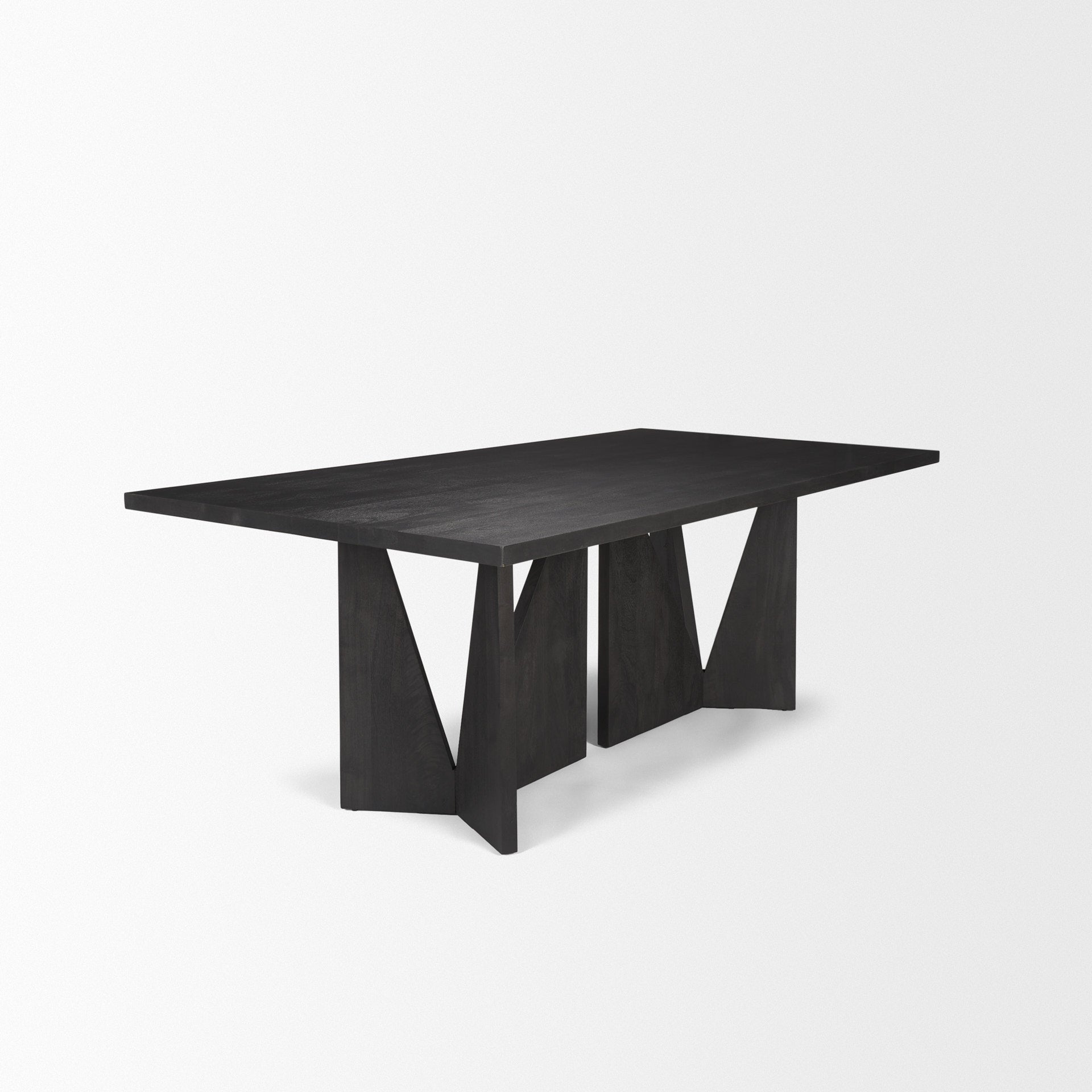 Tarro 84" Rectangular Textured Black Wood w/ Geometrical Base Dining Table - Central Designs