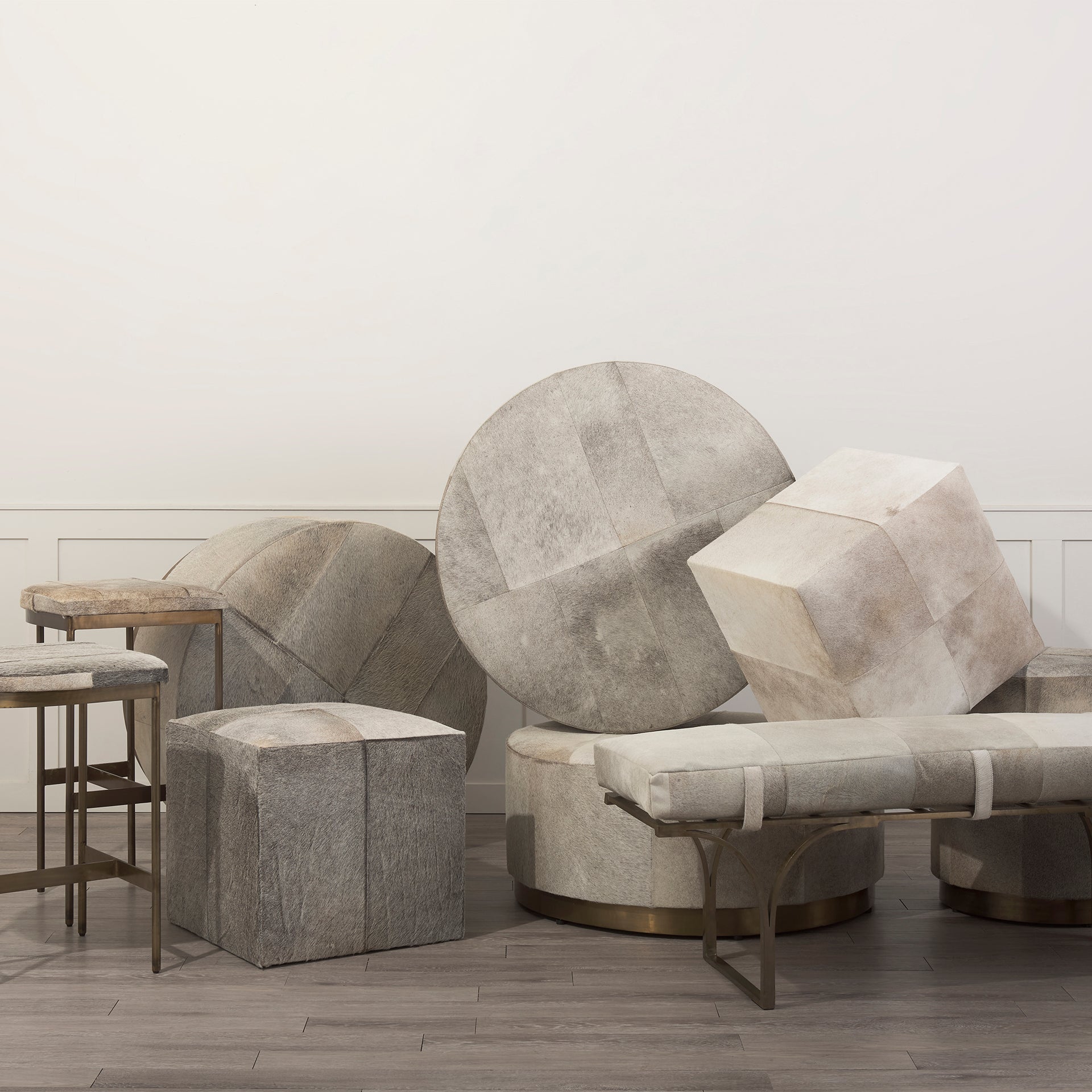 Millie 16.75 X 17.75 X 26.25 Hair - on - hide Seat W/ Gold Metal Frame Counter Stool - Central Designs