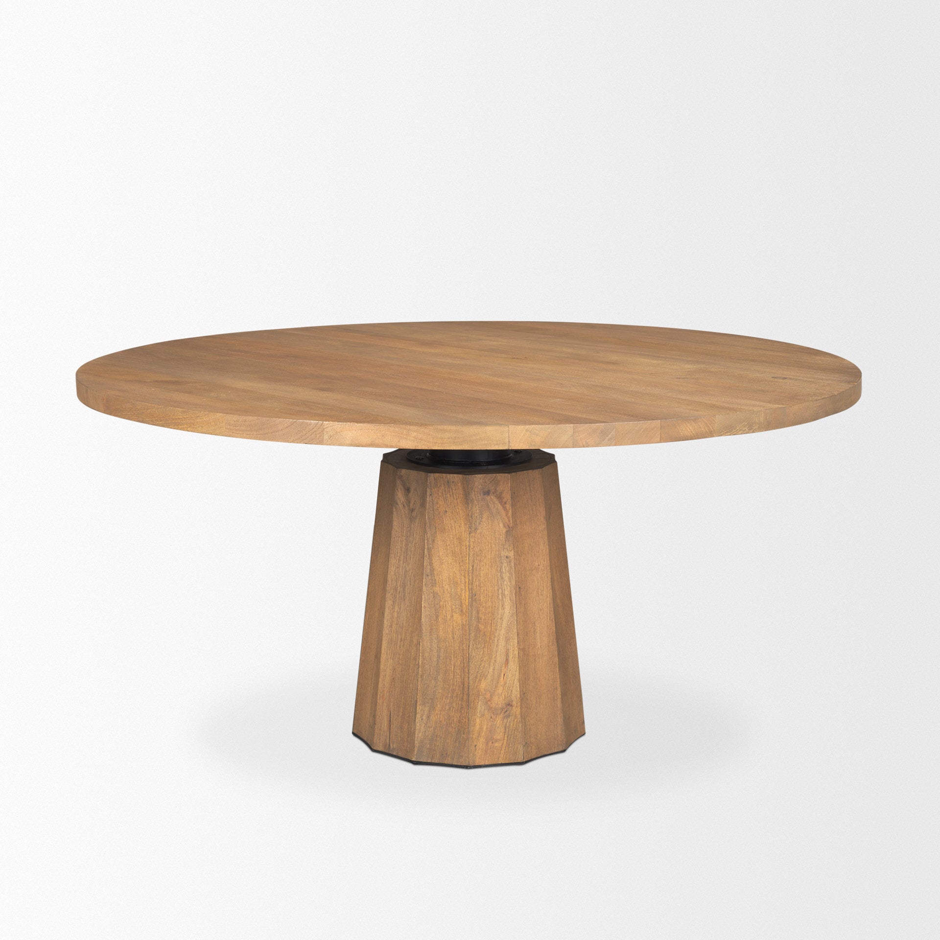 Swanson 60" Light Brown Wood Round Pedestal Dining Table - Central Designs