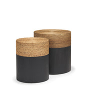 Wenopa Matte Black Wood w/ Natural Jute Accent Tables - Central Designs