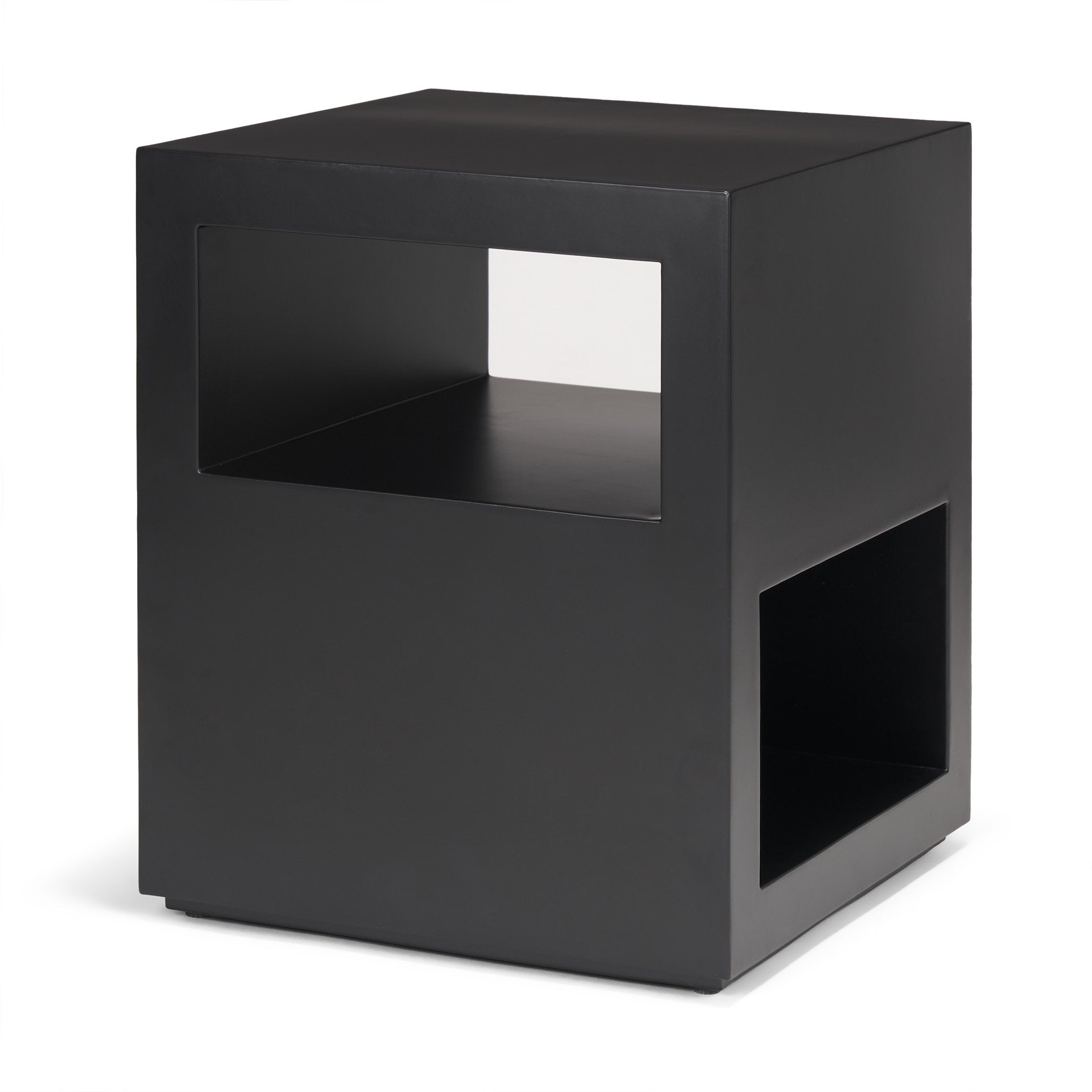 Vondra Matte Black Metal w/ Open Shelves Side table - Central Designs