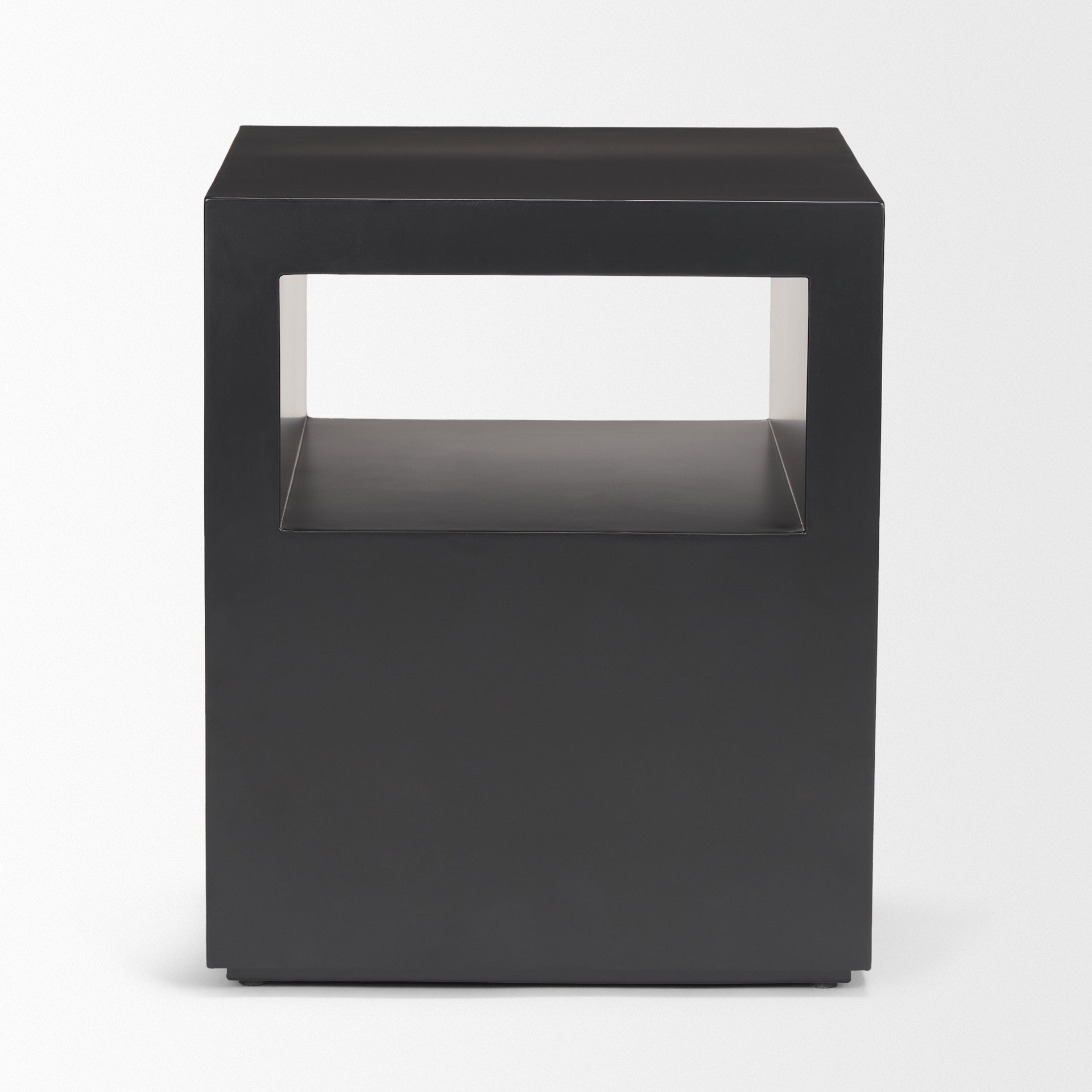 Vondra Matte Black Metal w/ Open Shelves Side table - Central Designs
