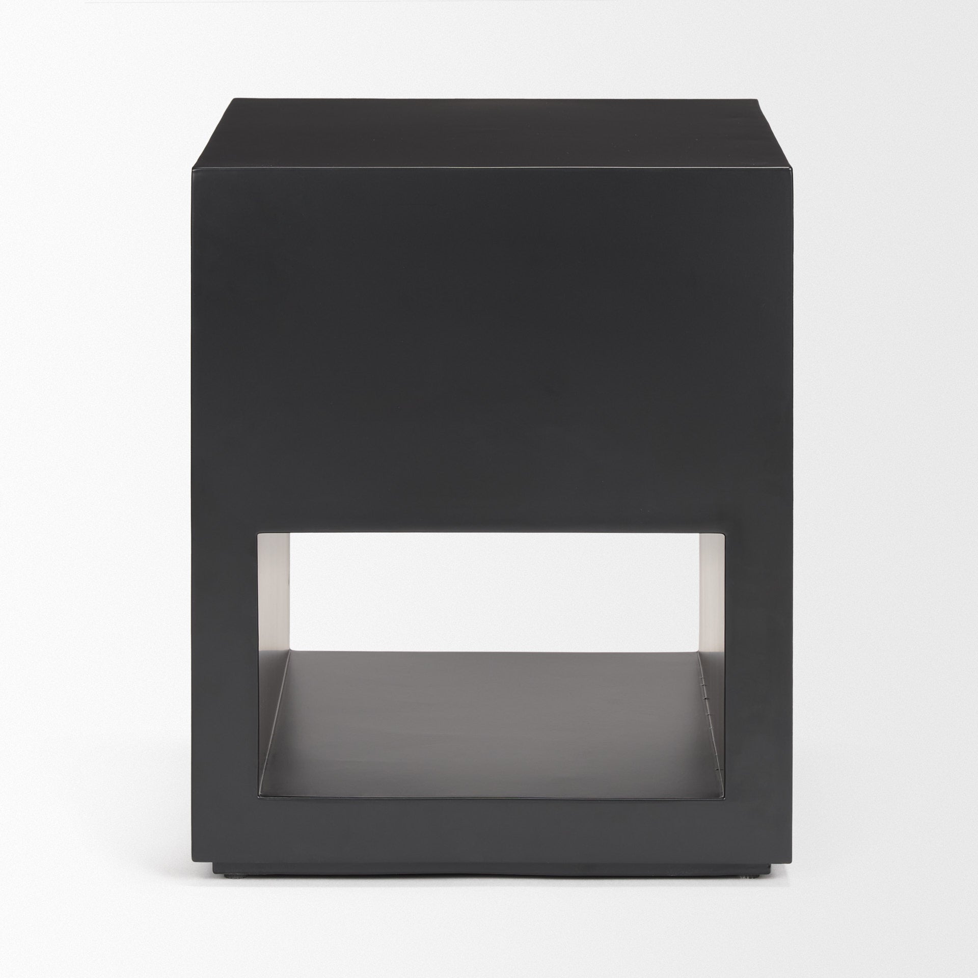 Vondra Matte Black Metal w/ Open Shelves Side table - Central Designs