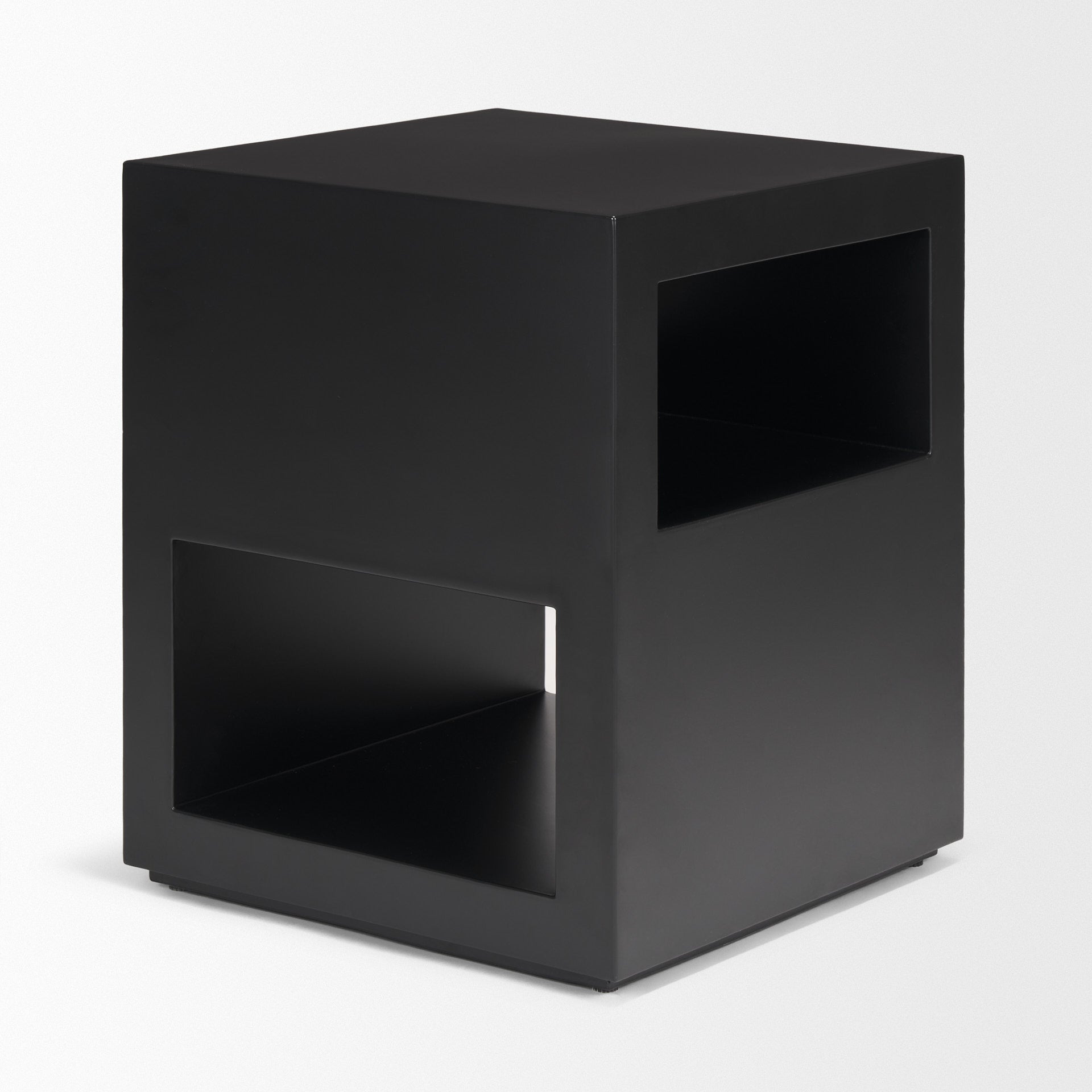 Vondra Matte Black Metal w/ Open Shelves Side table - Central Designs