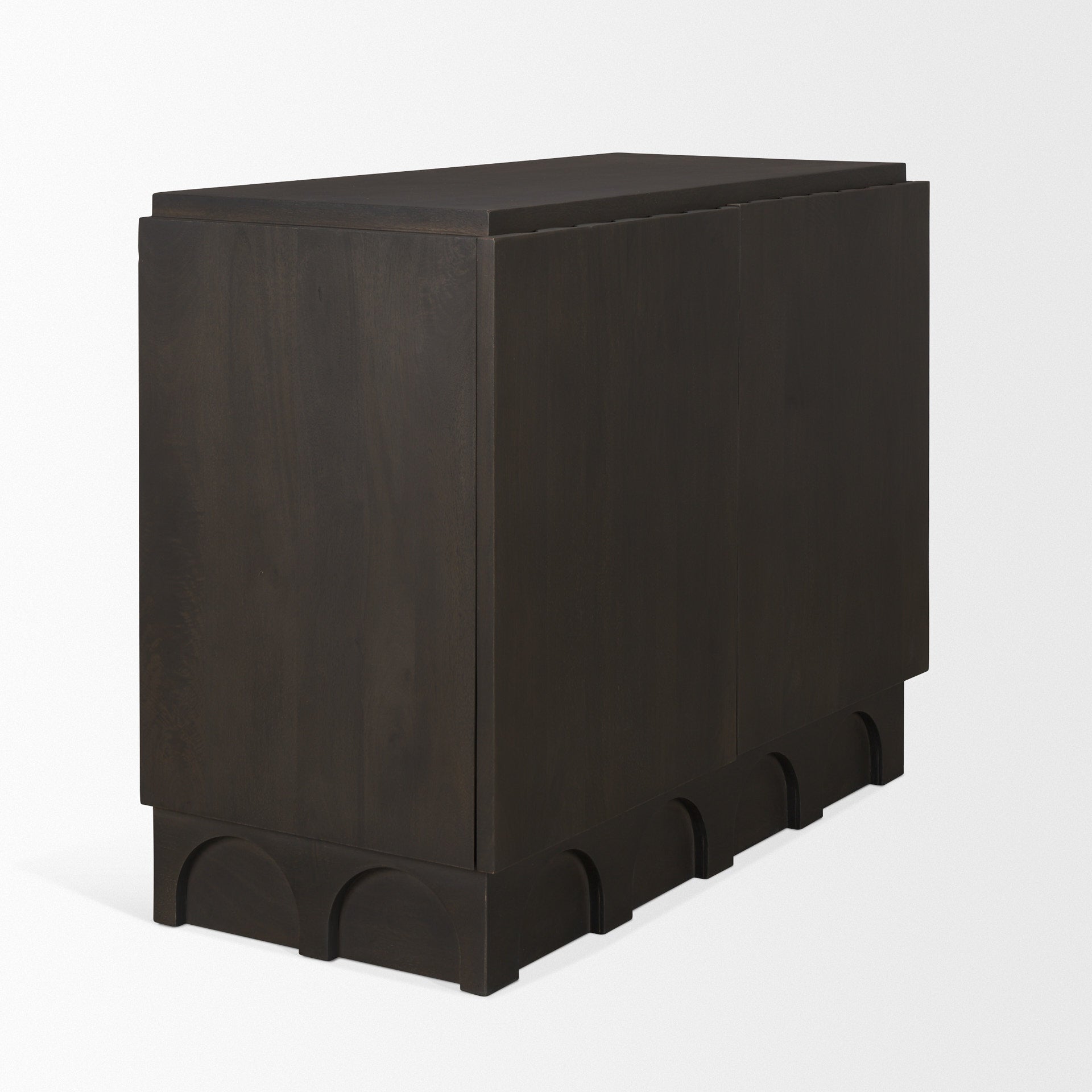 Wagner Dark Brown Wood w/ Arched Design Accent Cabinet - Central Designs