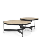 Wade Travertine Marble w/ Matte Black Metal Coffee Tables - Central Designs