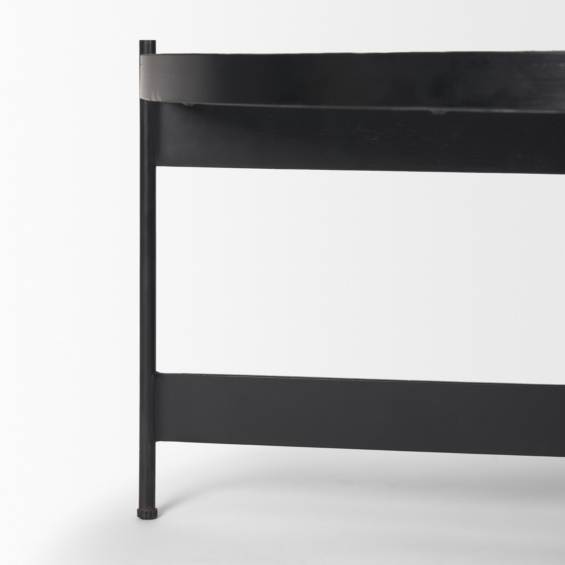 Wade Travertine Marble w/ Matte Black Metal Coffee Tables - Central Designs