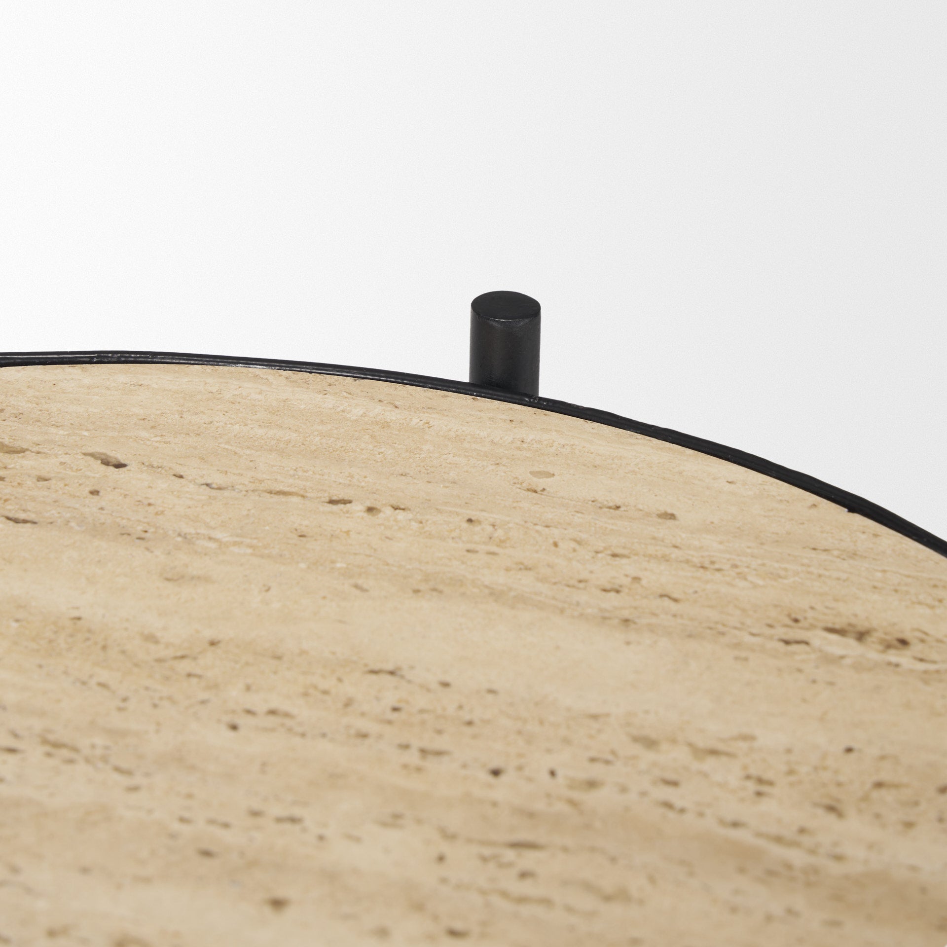 Wade Travertine Marble w/ Matte Black Metal End Tables - Central Designs