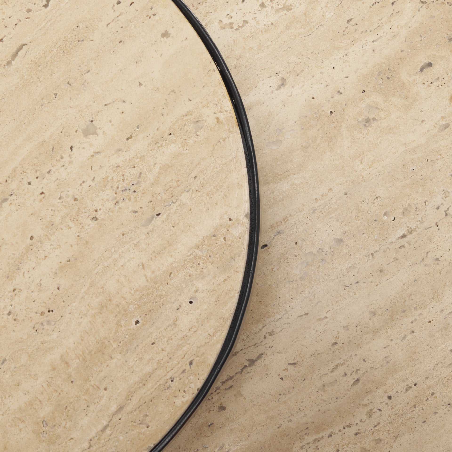 Wade Travertine Marble w/ Matte Black Metal End Tables - Central Designs