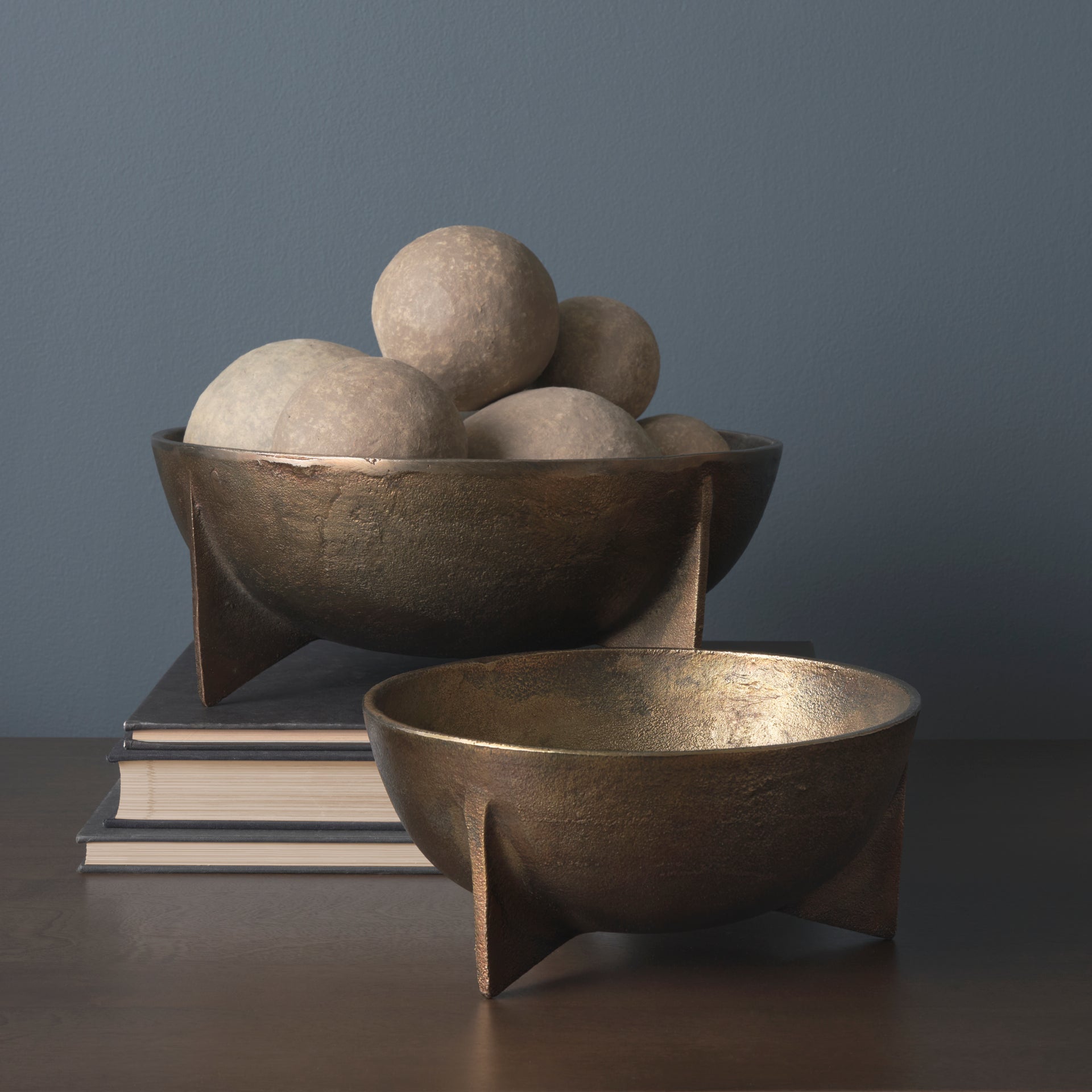 Sunita Set of 3 Gray Paper Mache Orbs - Central Designs