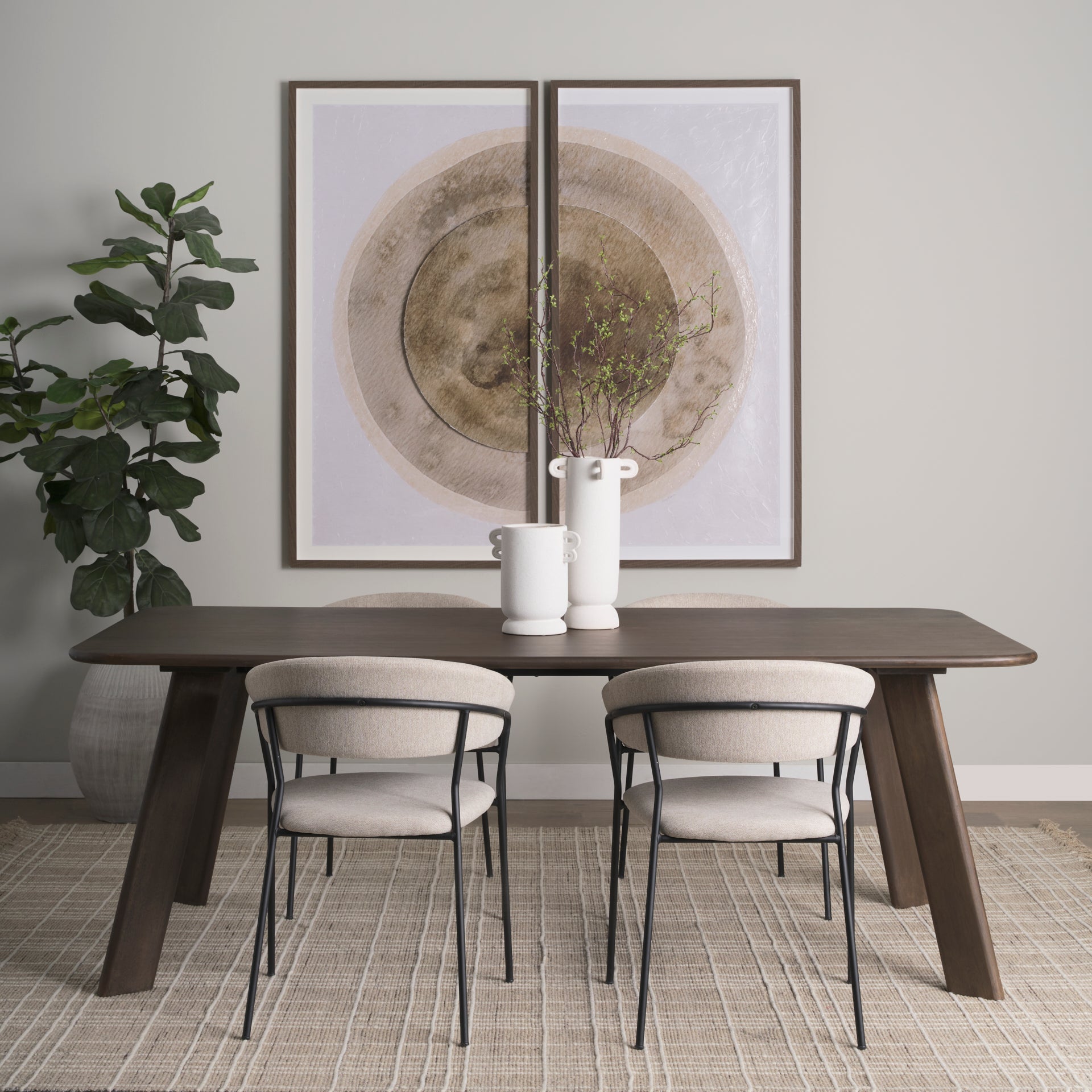 Carolyn Dining Chair w/ Oatmeal Fabric & Matte Black Metal - Central Designs