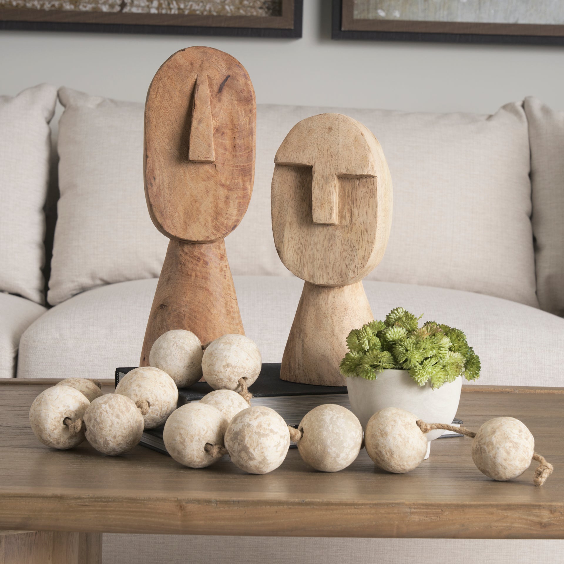 Ivan Medium Wooden Head Sculpture - Central Designs