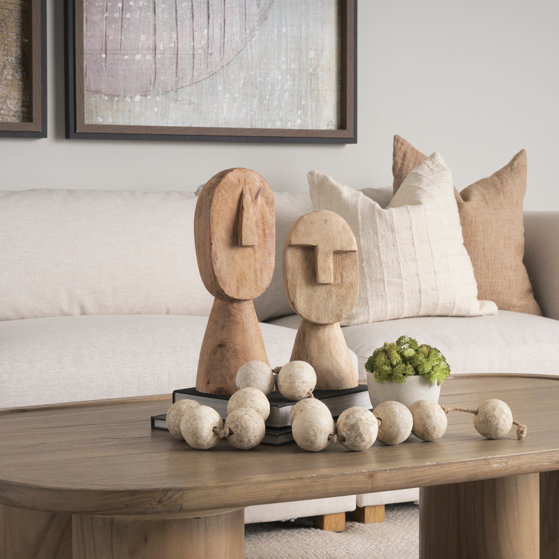 Ivan Large Wooden Head Sculpture - Central Designs