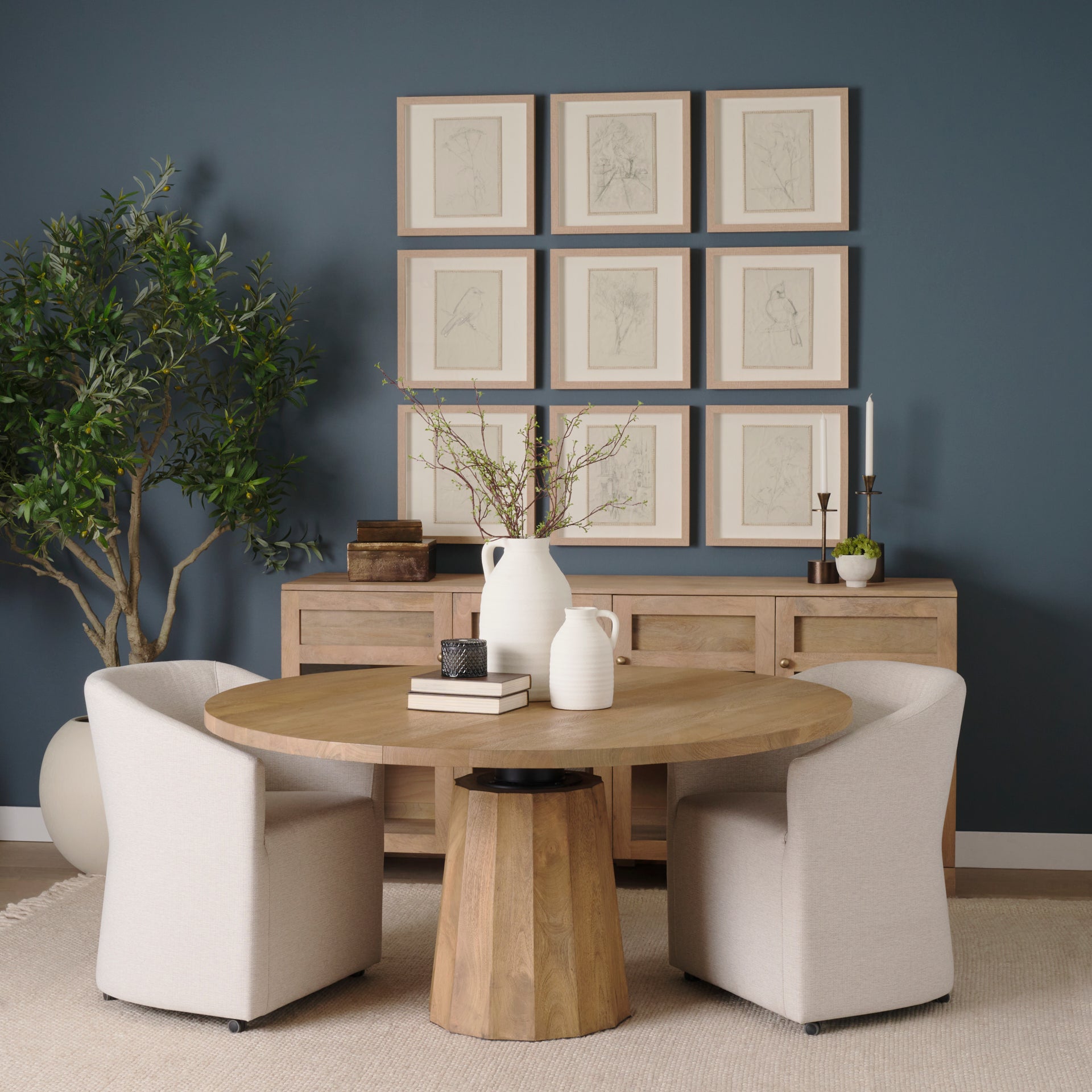 Suri Light Brown Wood w/ Glass Doors Sideboard - Central Designs