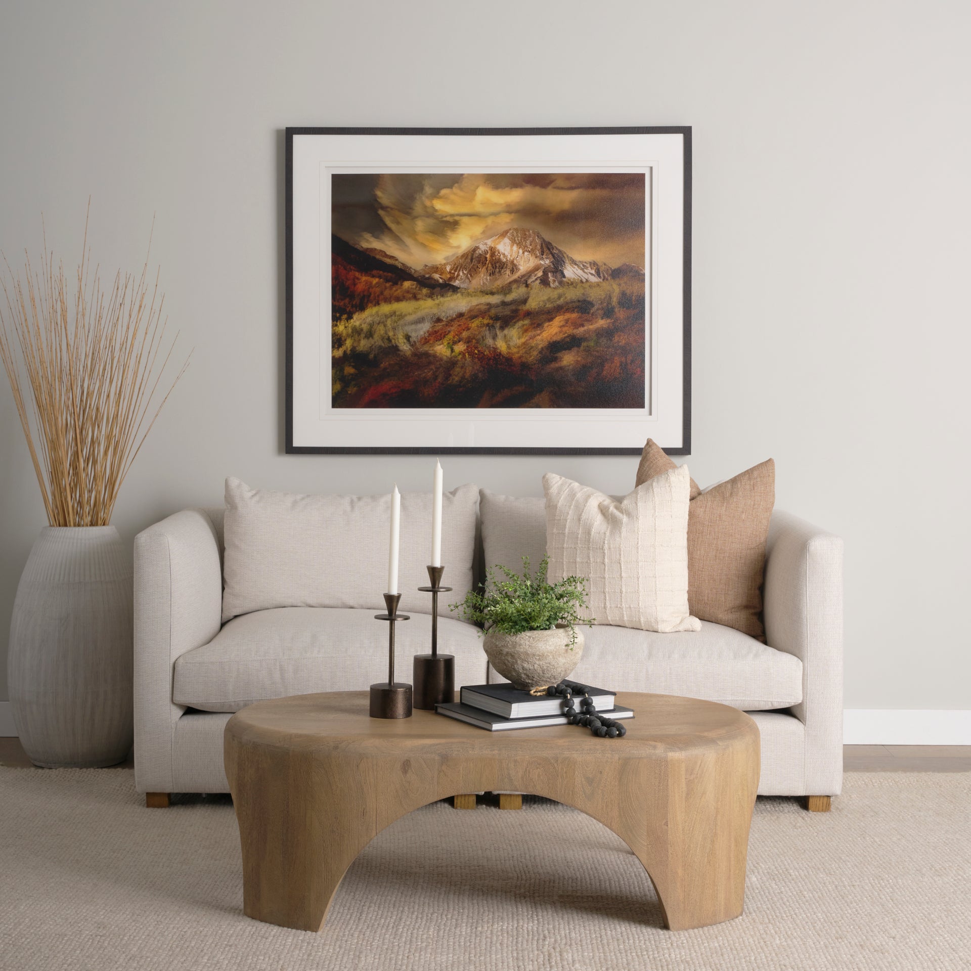 Shima Oval Light Brown Wood w/ Arched Legs Coffee Table - Central Designs