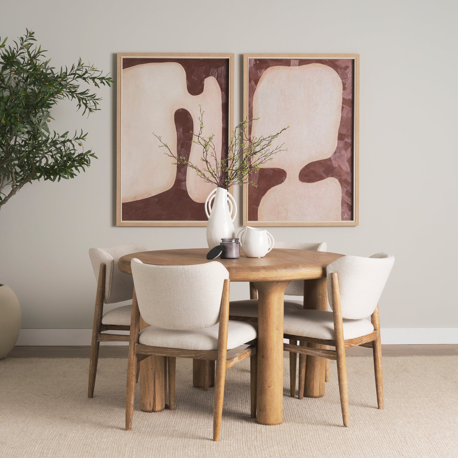 Soma 48" Light Brown Mango Wood Round Dining Table - Central Designs
