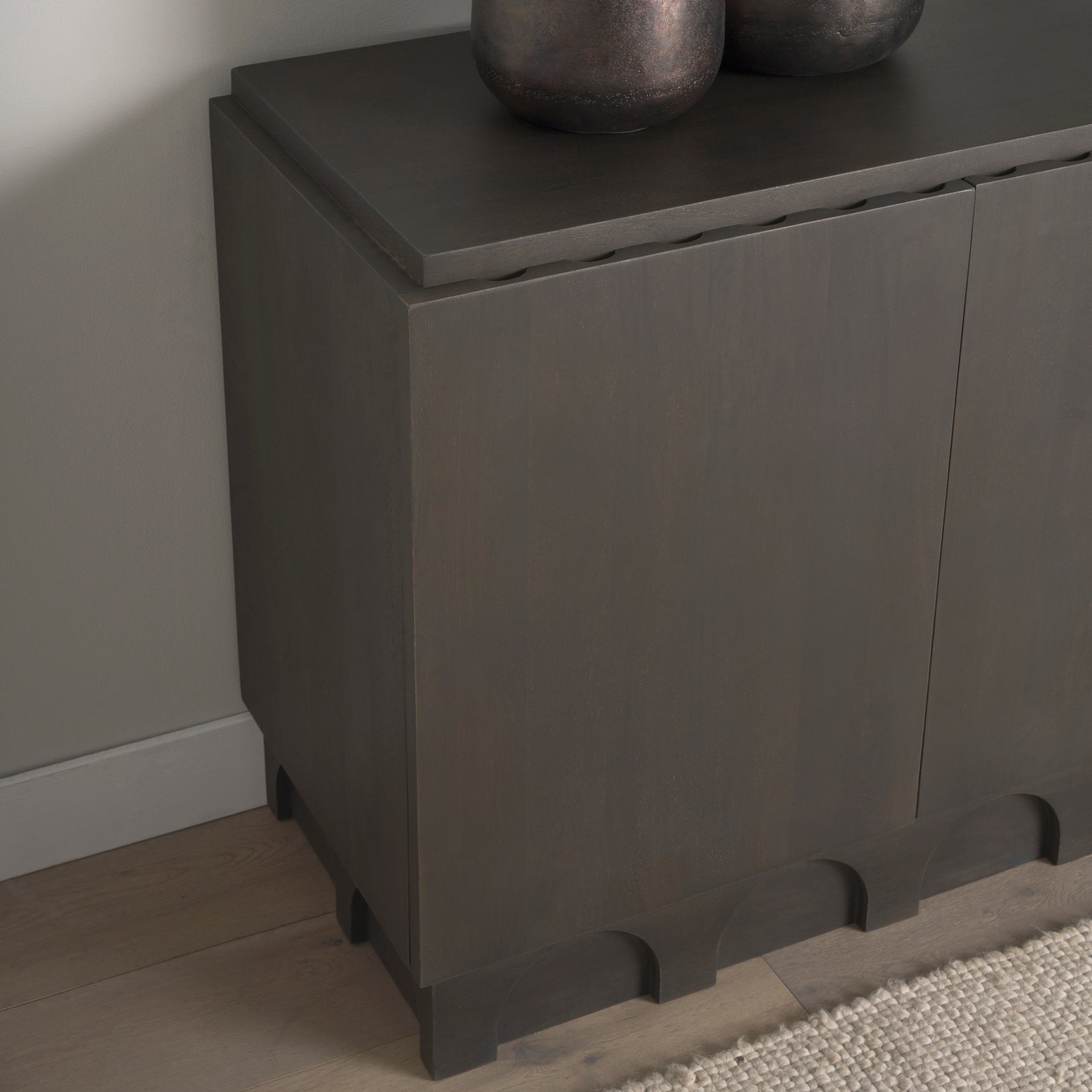 Wagner Dark Brown Wood w/ Arched Design Accent Cabinet - Central Designs