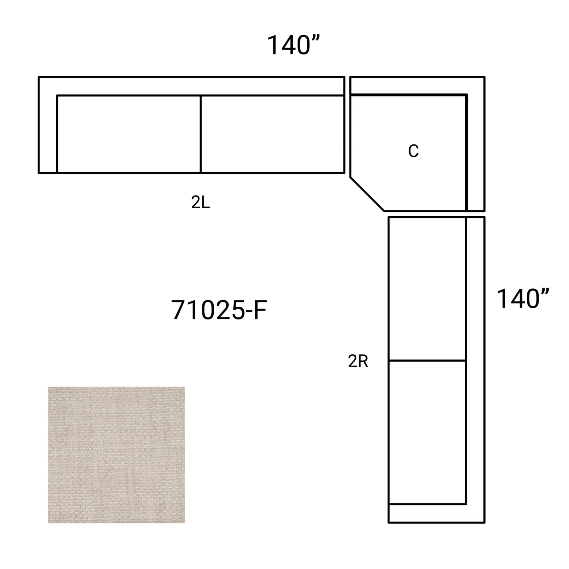 Warner Oatmeal 3 Piece Sofa Set w/Corner Piece - Central Designs