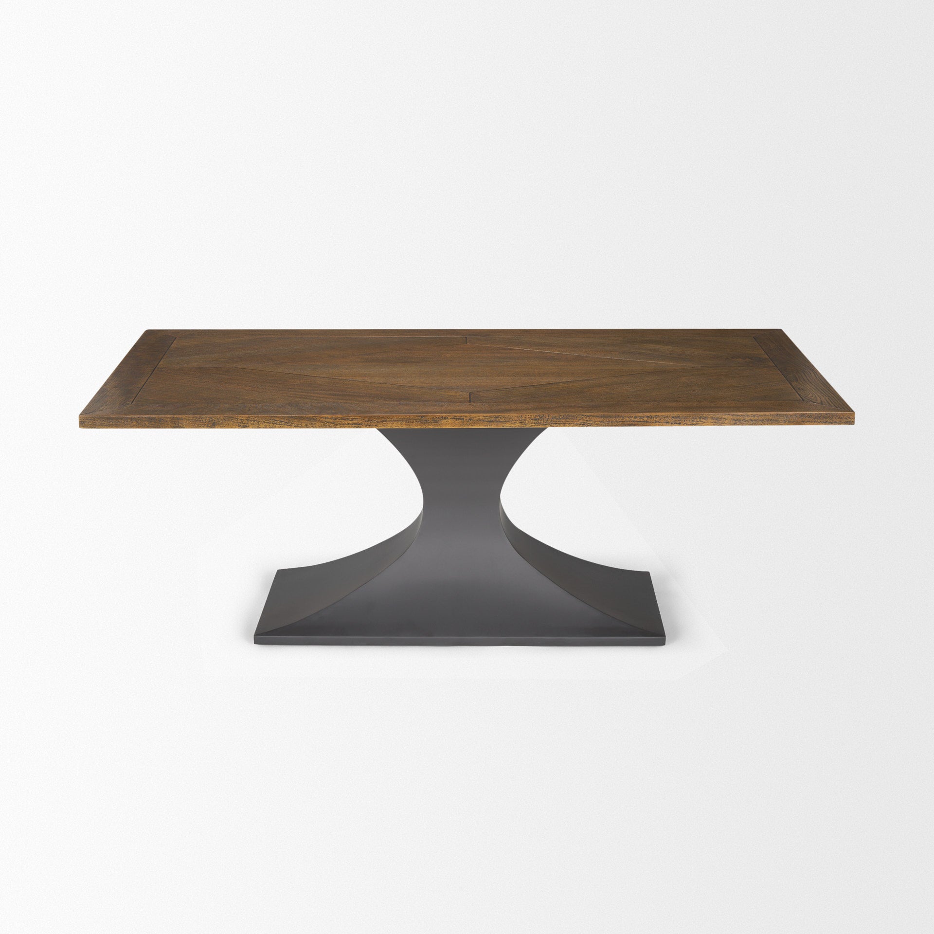 Maxton II 79x39 Rectangular Brown Solid Wood Top Dark Gunmetal Base Dining Table - Central Designs
