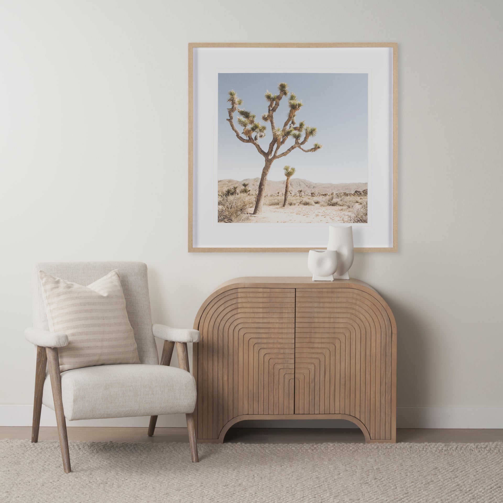 Sorina Reverse Fluted Light Brown Wood Accent Cabinet - Central Designs