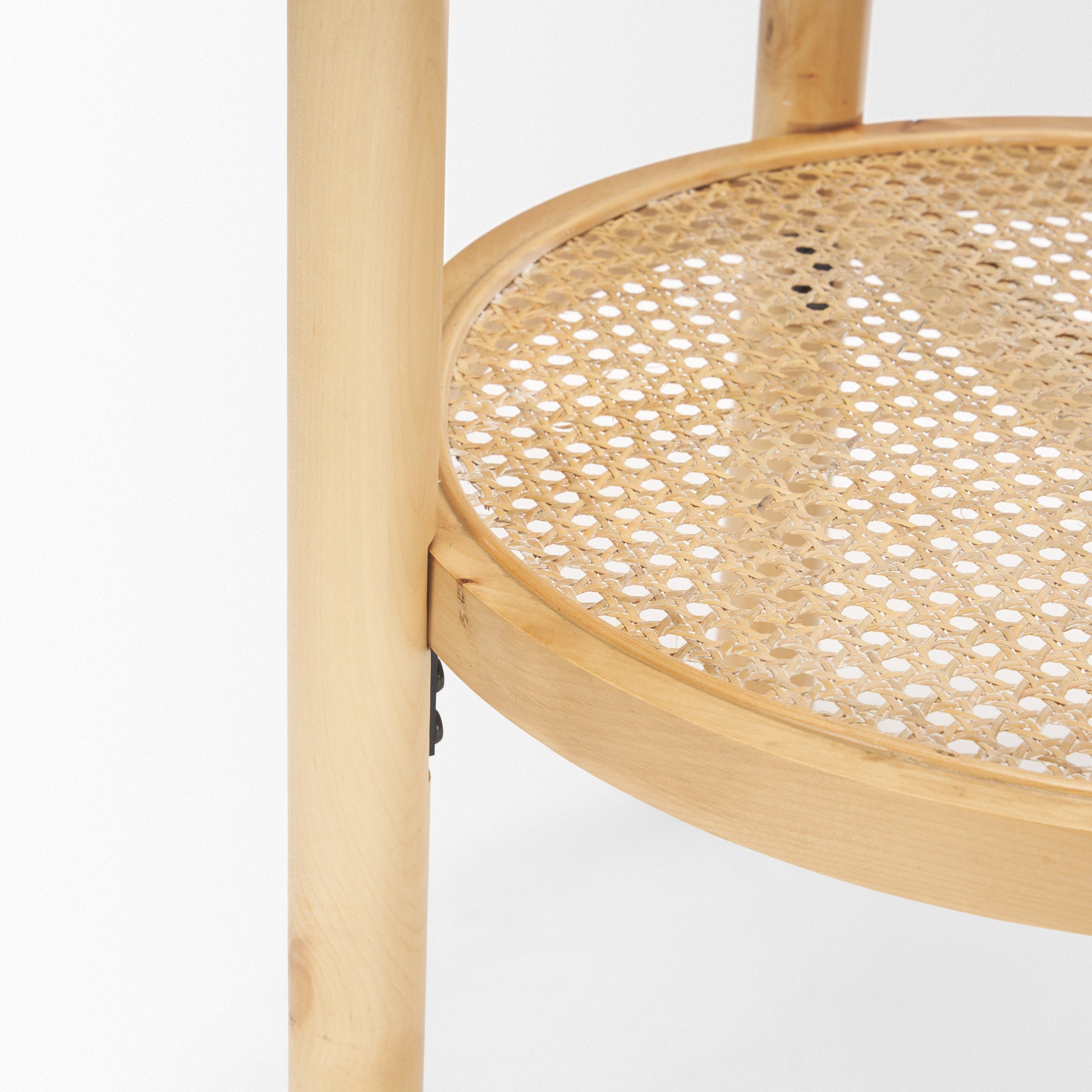 Weslyn Solid Light Brown Wood and Glass Top w/ Cane Side Table - Central Designs