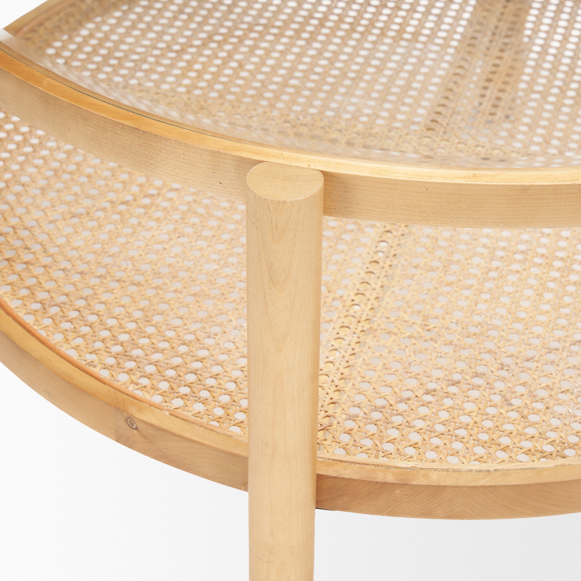 Weslyn Solid Light Brown Wood and Glass Top w/ Cane Coffee Table - Central Designs