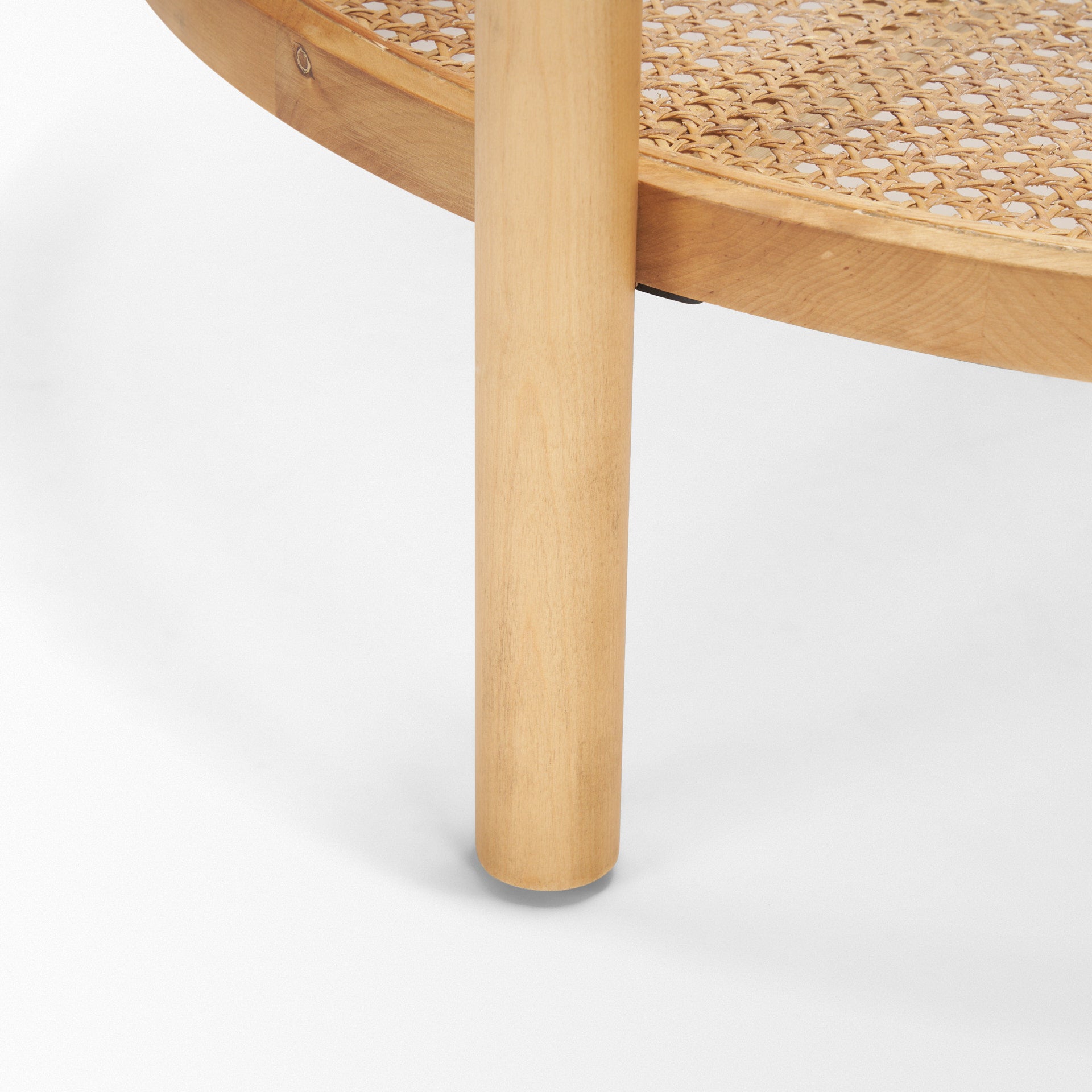 Weslyn Solid Light Brown Wood and Glass Top w/ Cane Coffee Table - Central Designs