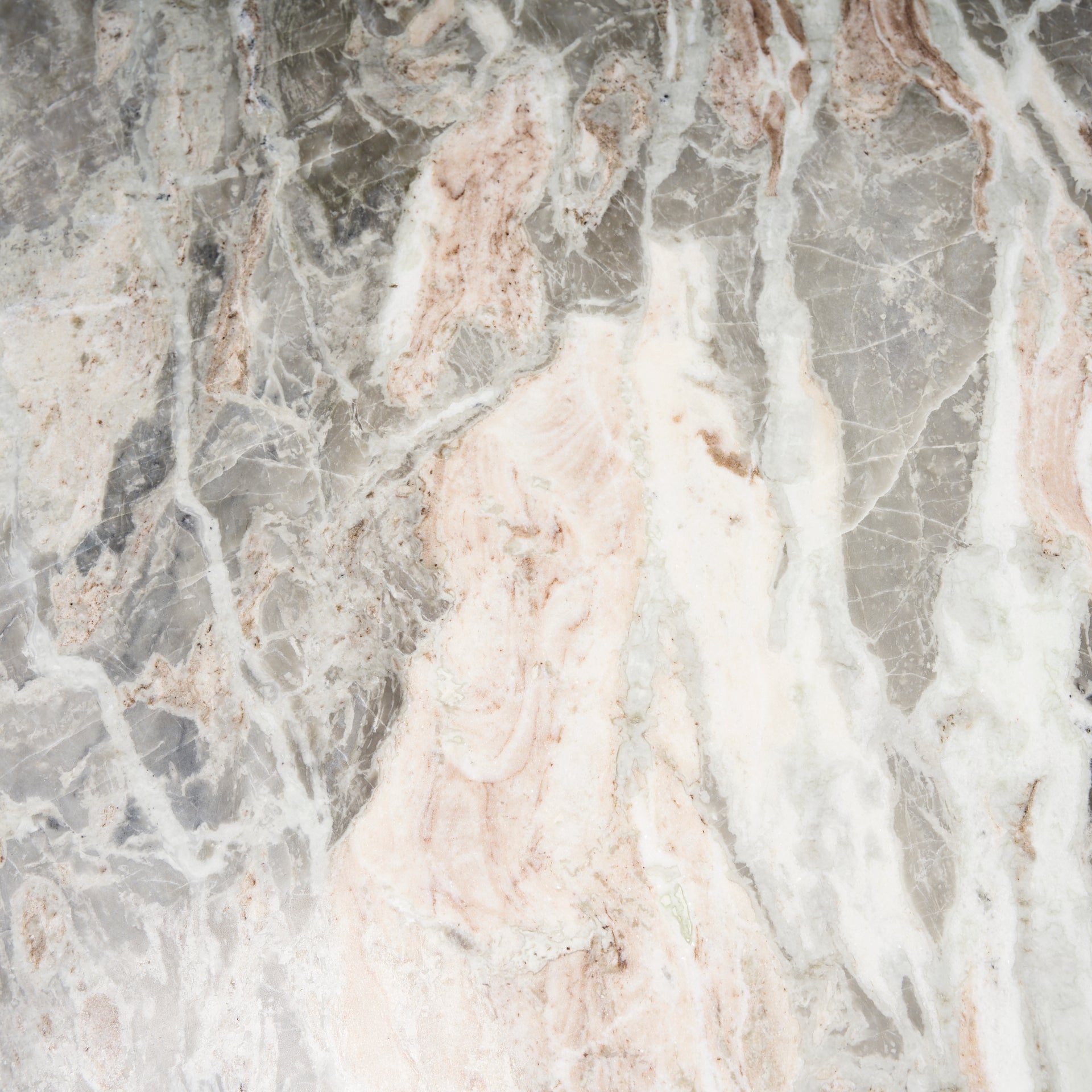 Allyson 54" Round Medium Brown w/ Pink Marble Pedestal Dining Table - Central Designs