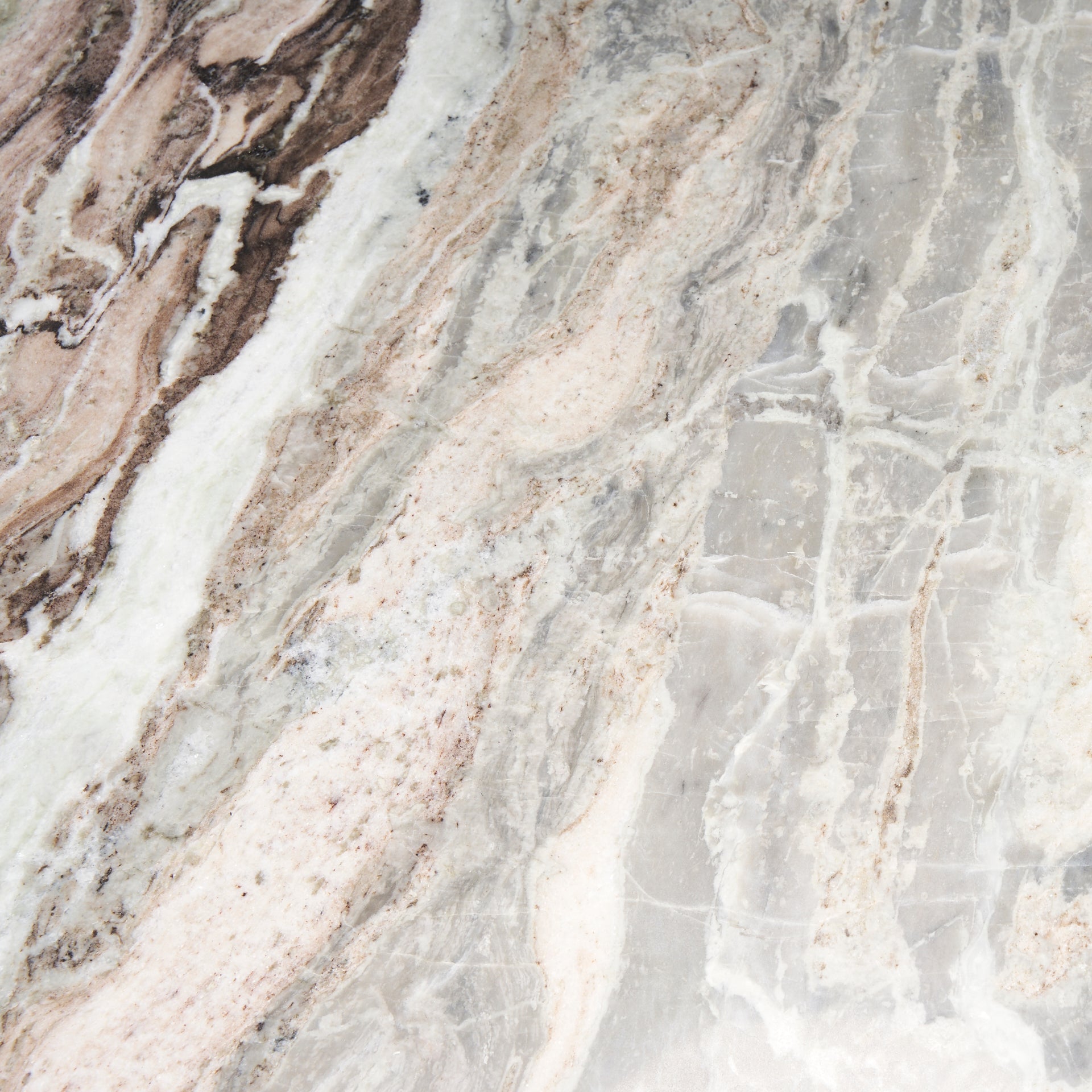 Allyson 54" Round Medium Brown w/ Pink Marble Pedestal Dining Table - Central Designs