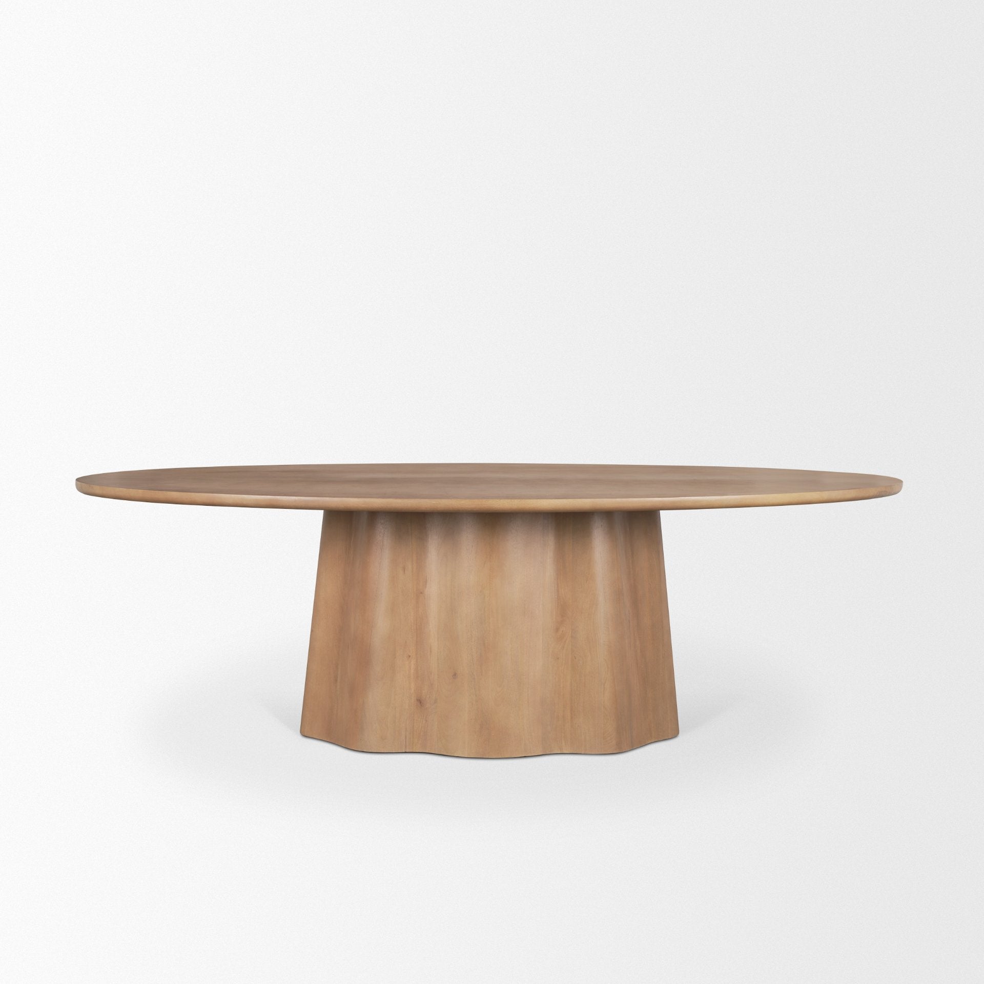 Jovani 94" Solid Light Brown Mango Wood Oval Dining Table - Central Designs