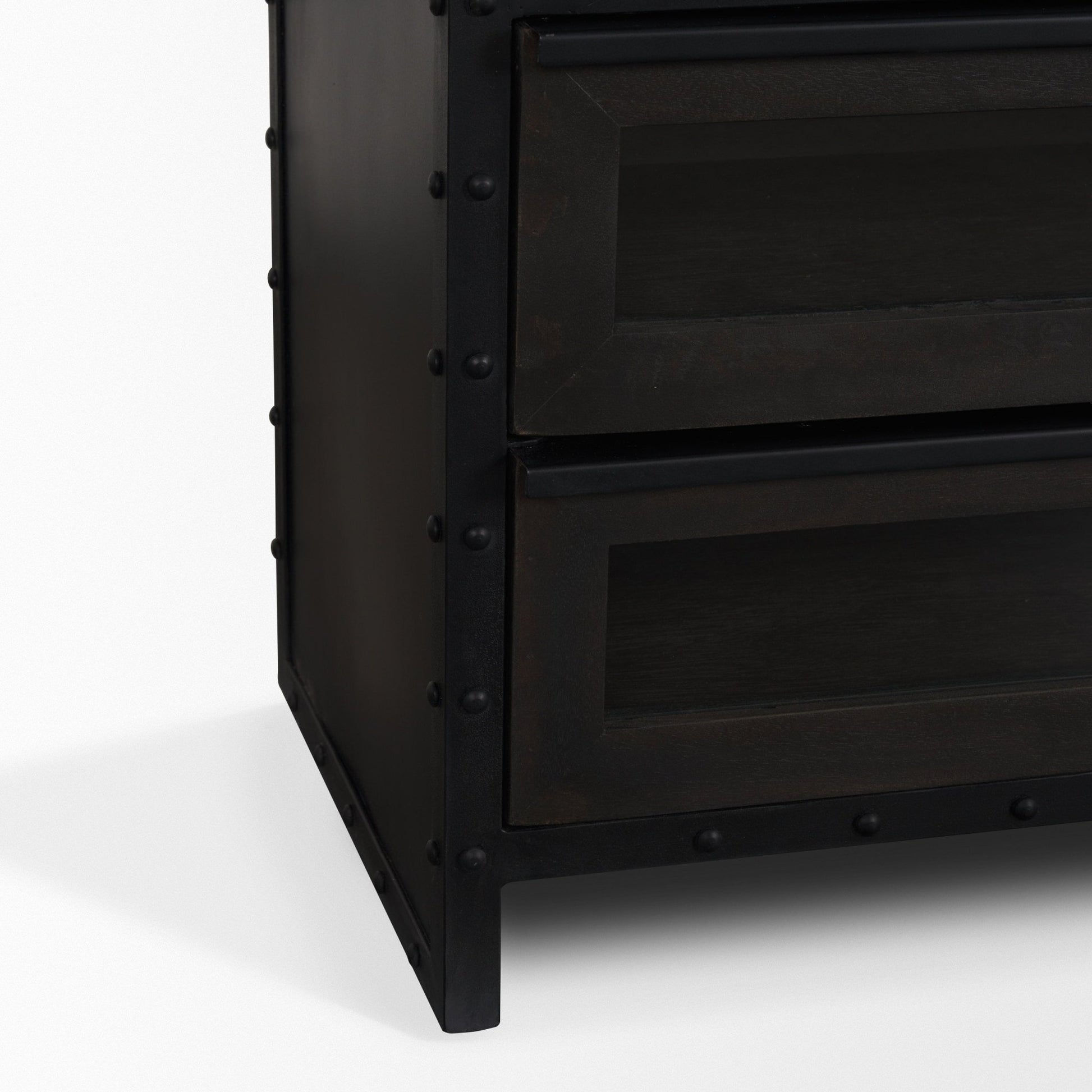 Gehry 72.3" H Dark Brown Metal Brown Wood and Glass Door Display Cabinet - Central Designs