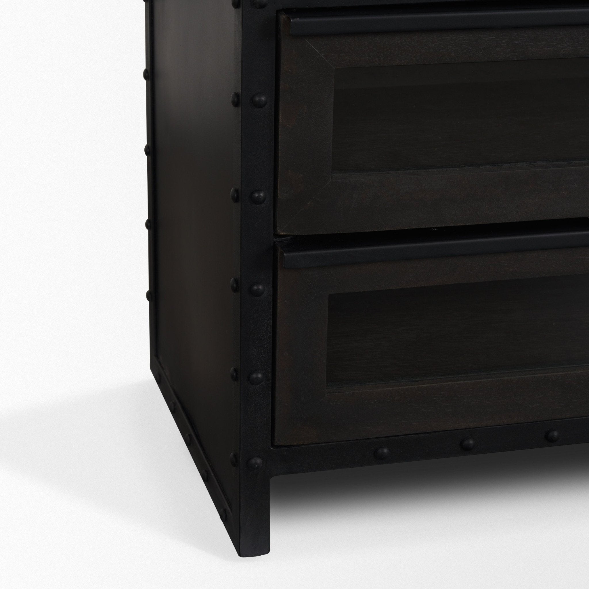 Gehry 72.3" H Dark Brown Metal Brown Wood and Glass Door Display Cabinet - Central Designs