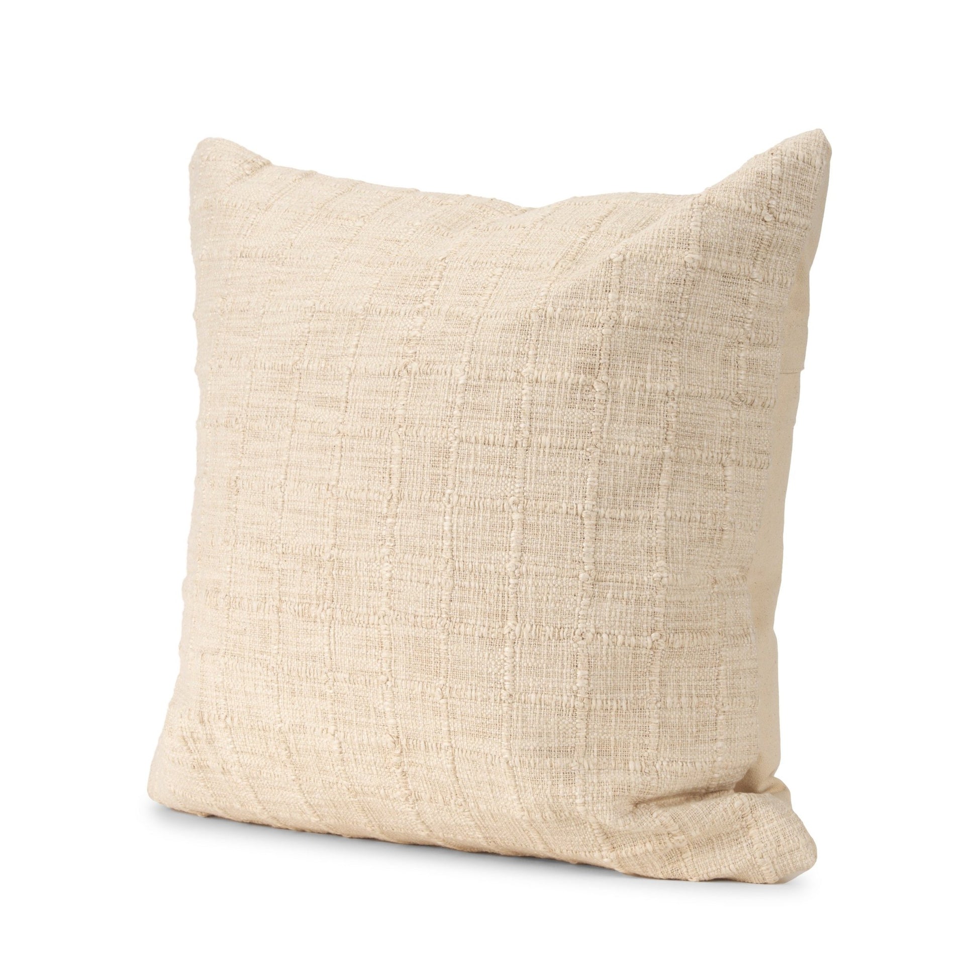Jacory Cream Checker Textured Decorative Square Pillow Cover - Central Designs