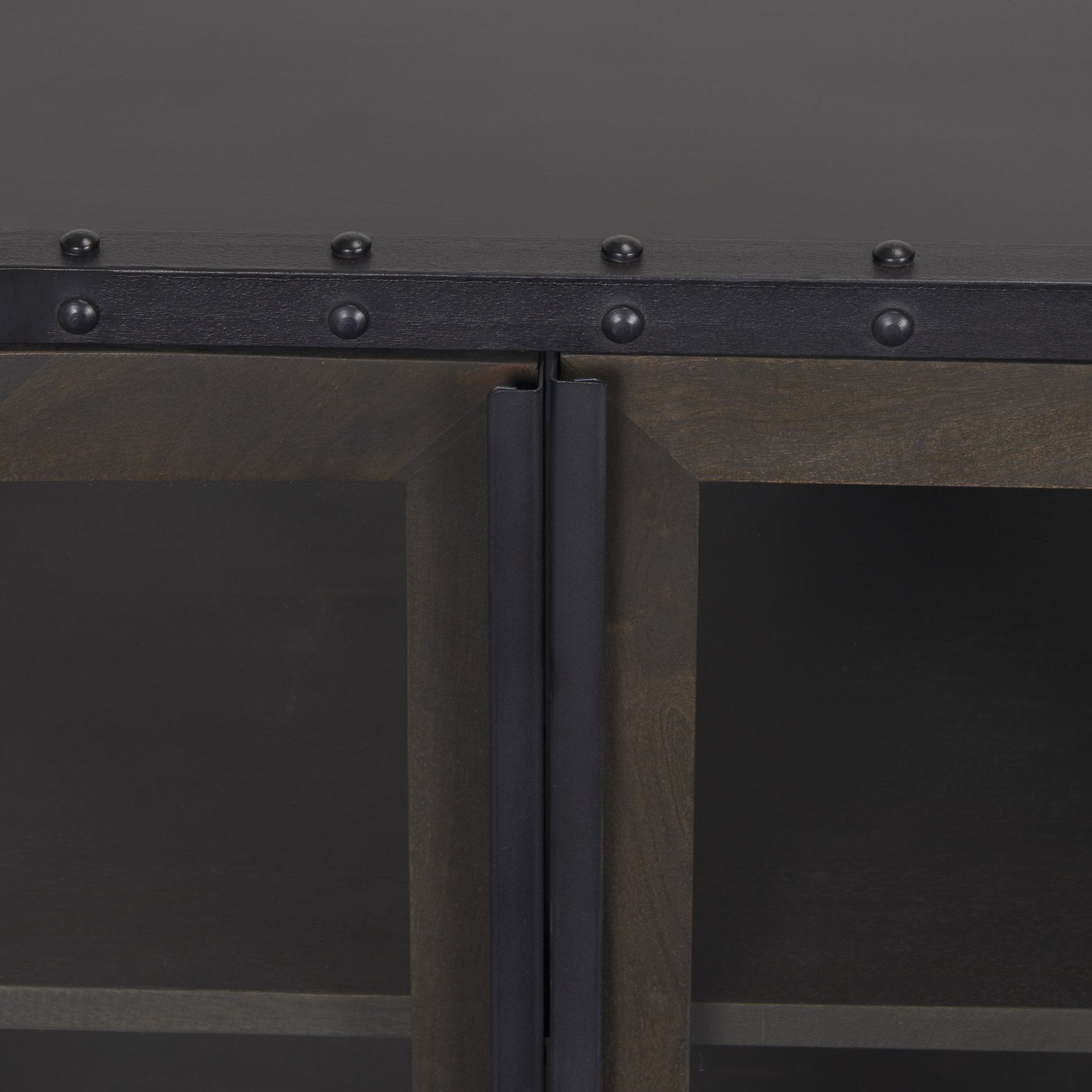 Gehry I 62.3x16.5 Black Metal Frame w/Wood Accent 4 Cabinet Door Two Drawer Sideboard - Central Designs