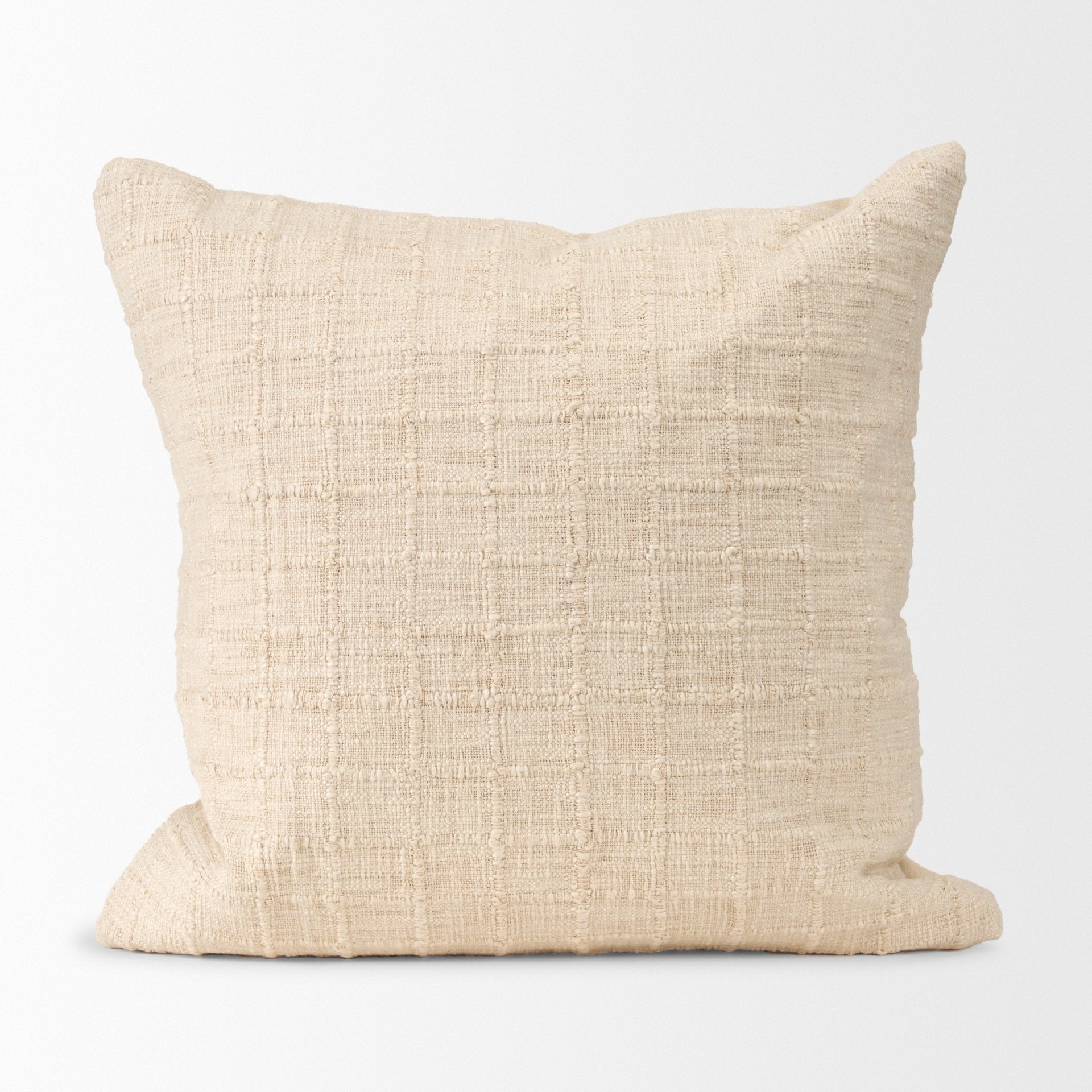 Jacory Cream Checker Textured Decorative Square Pillow Cover - Central Designs