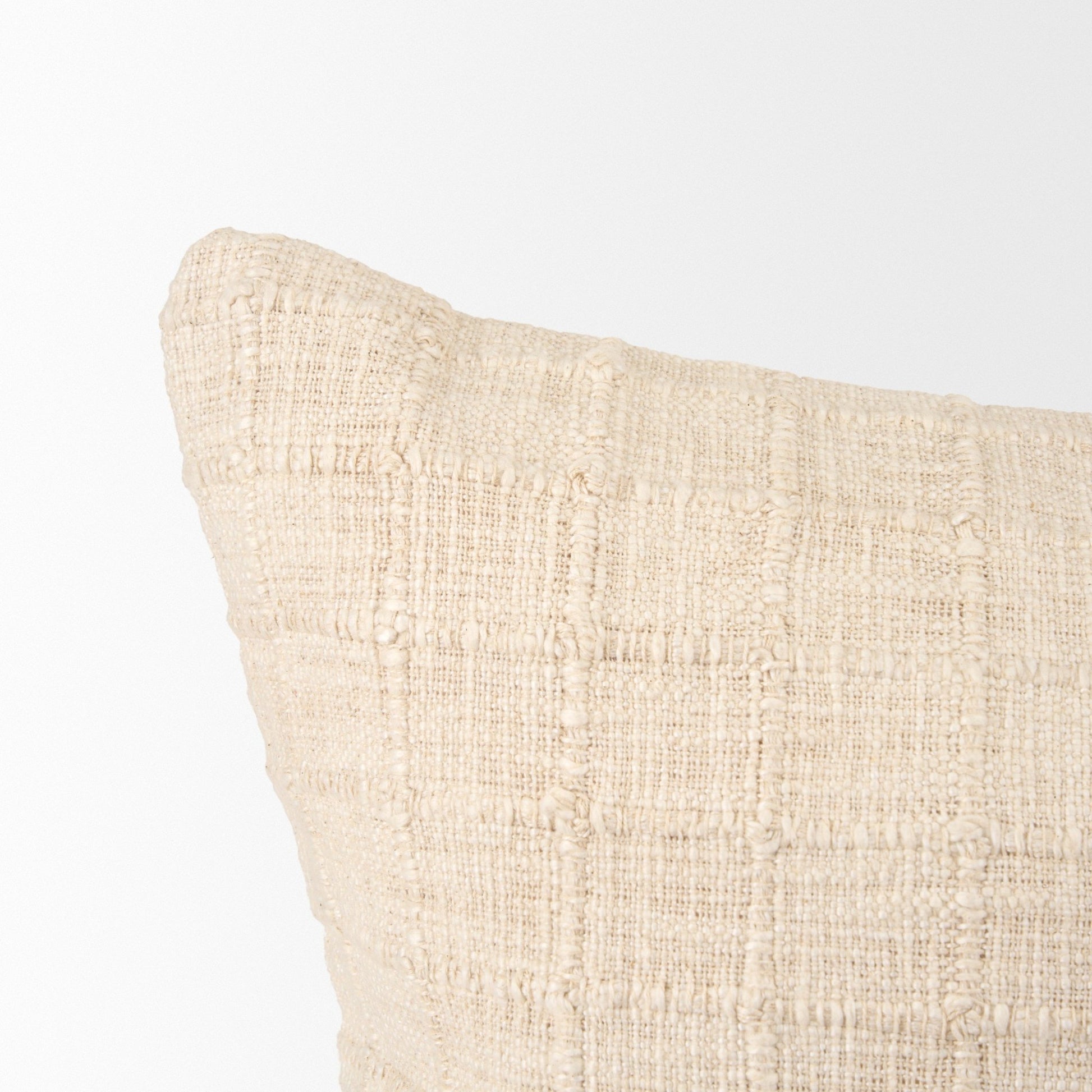Jacory Cream Checker Textured Decorative Square Pillow Cover - Central Designs