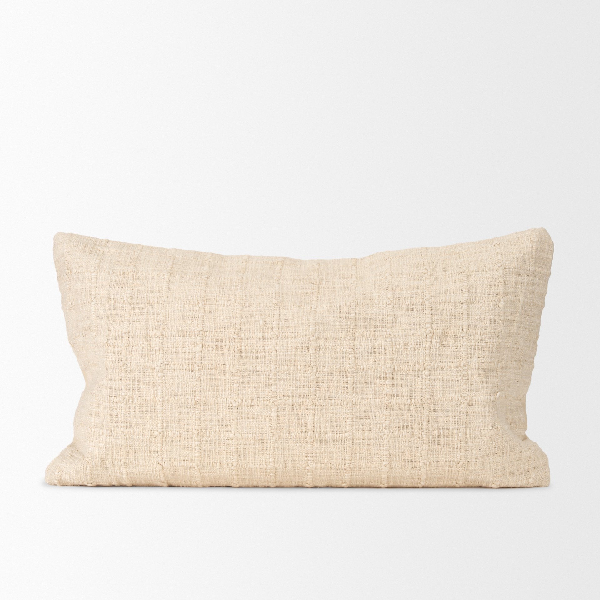 Jacory Cream Checker Textured Decorative Lumbar Pillow Cover - Central Designs