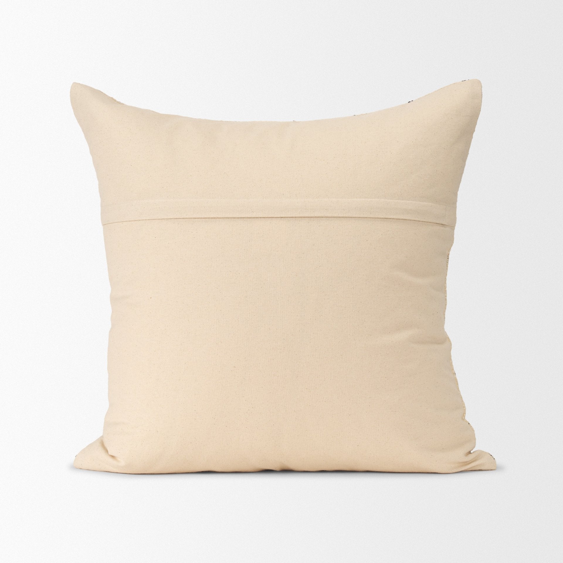 Jaela Beige and Black Striped Checkered Decorative Square Pillow Cover - Central Designs