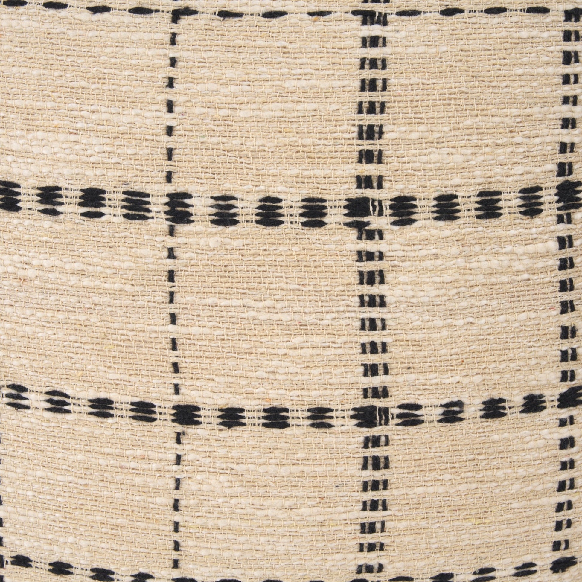 Jaela Beige and Black Striped Checkered Decorative Square Pillow Cover - Central Designs