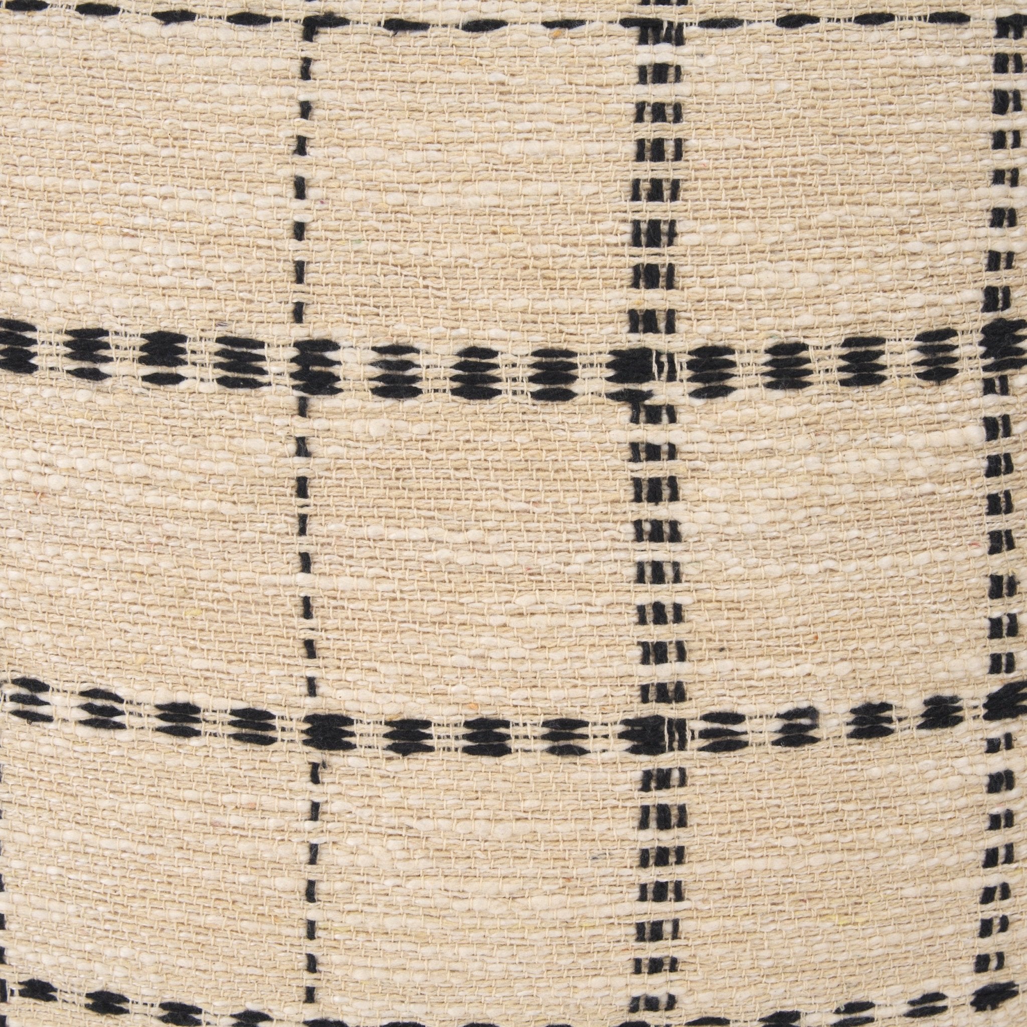 Jaela Beige and Black Striped Checkered Decorative Square Pillow Cover - Central Designs