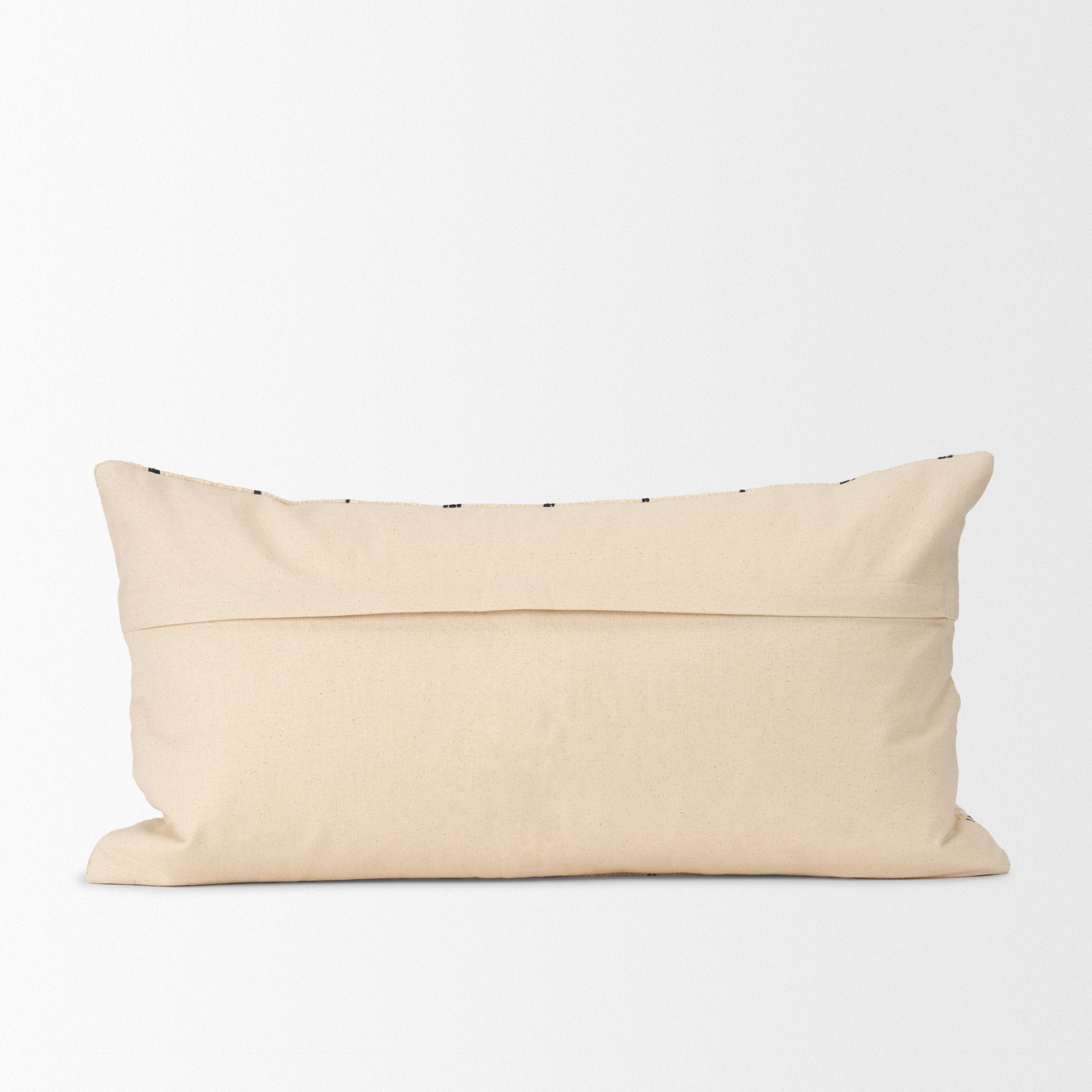 Jaela Beige and Black Striped Checkered Decorative Lumbar Pillow Cover - Central Designs