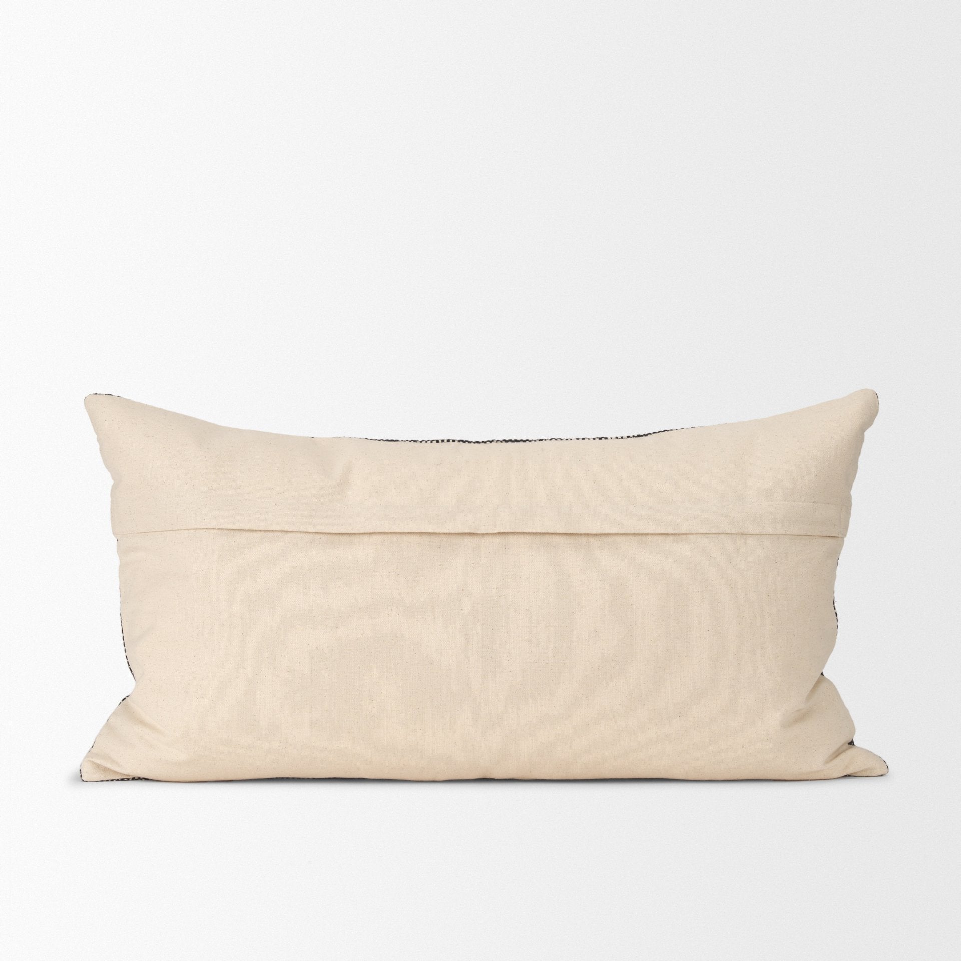 Jalia Cream and Black Cotton Decorative Lumbar Pillow Cover - Central Designs