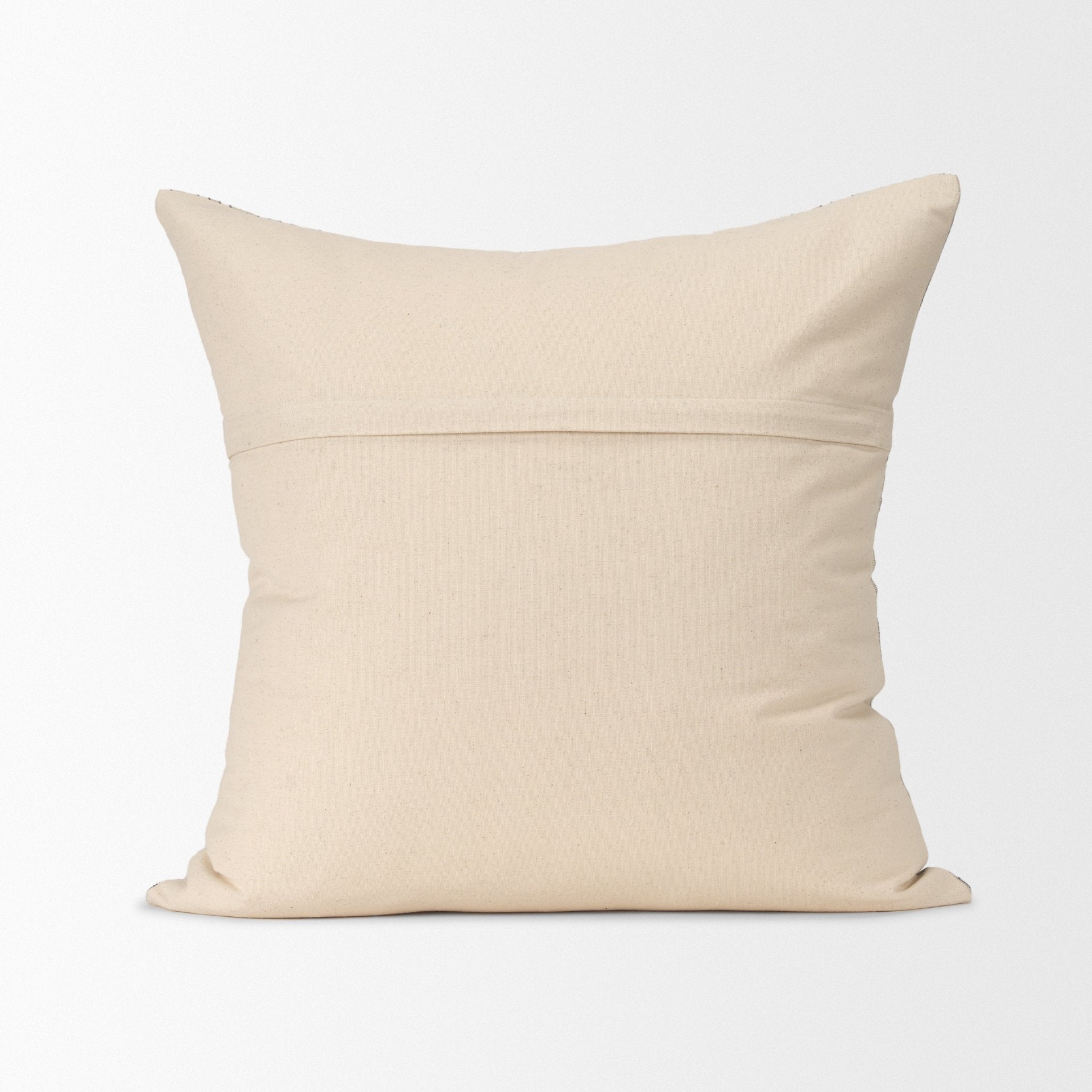 Jaxon Beige and Black Striped Cotton - Linen Decorative Square Pillow Cover - Central Designs