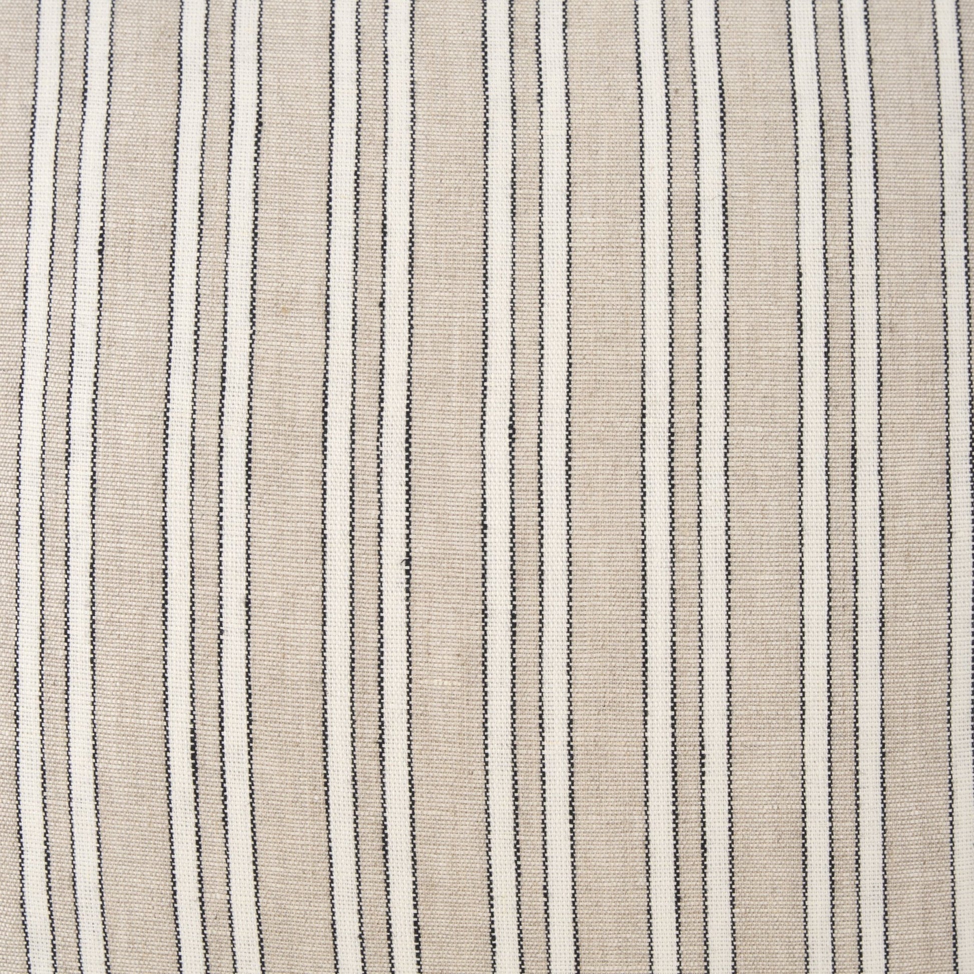 Jaxon Beige and Black Striped Cotton - Linen Decorative Square Pillow Cover - Central Designs