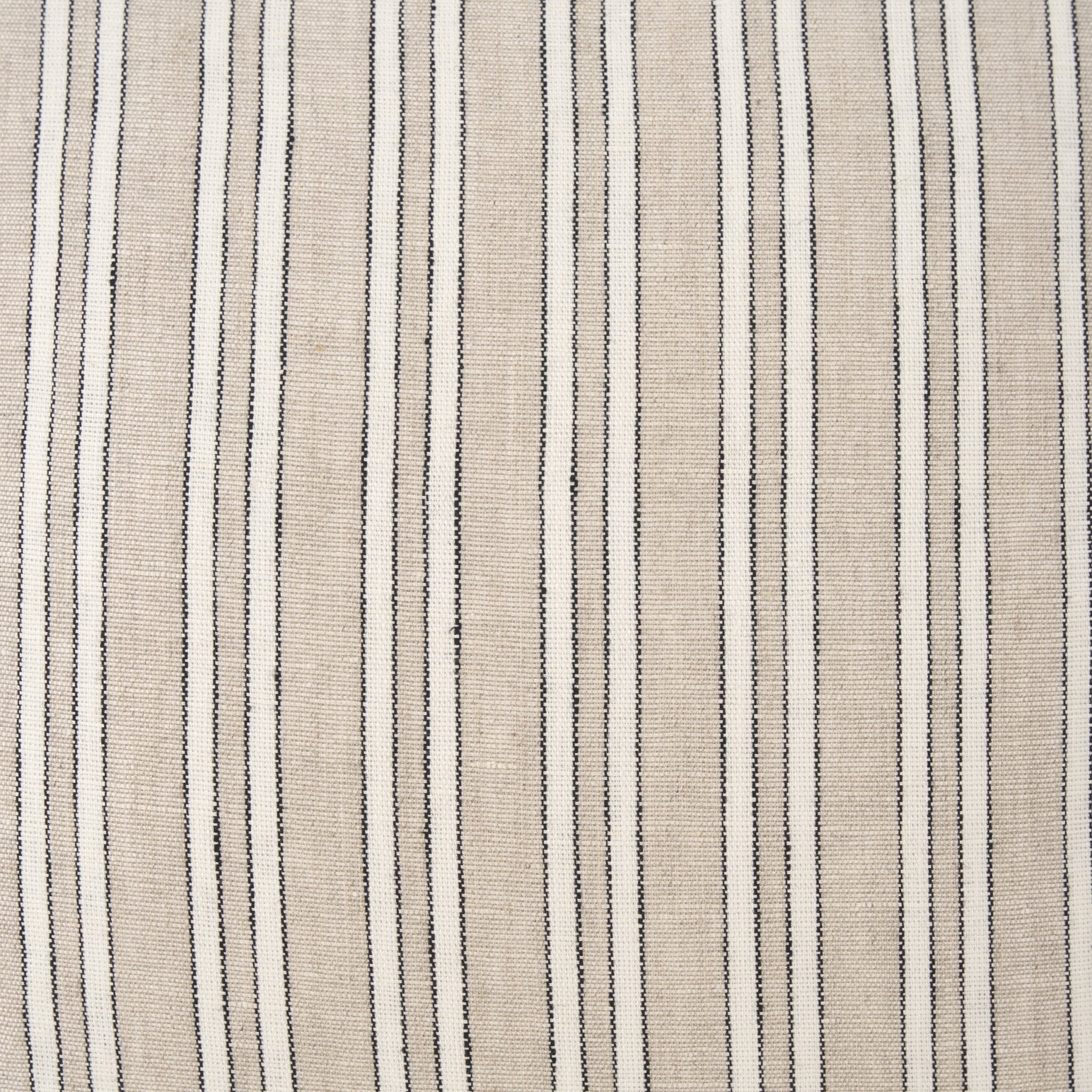 Jaxon Beige and Black Striped Cotton - Linen Decorative Square Pillow Cover - Central Designs